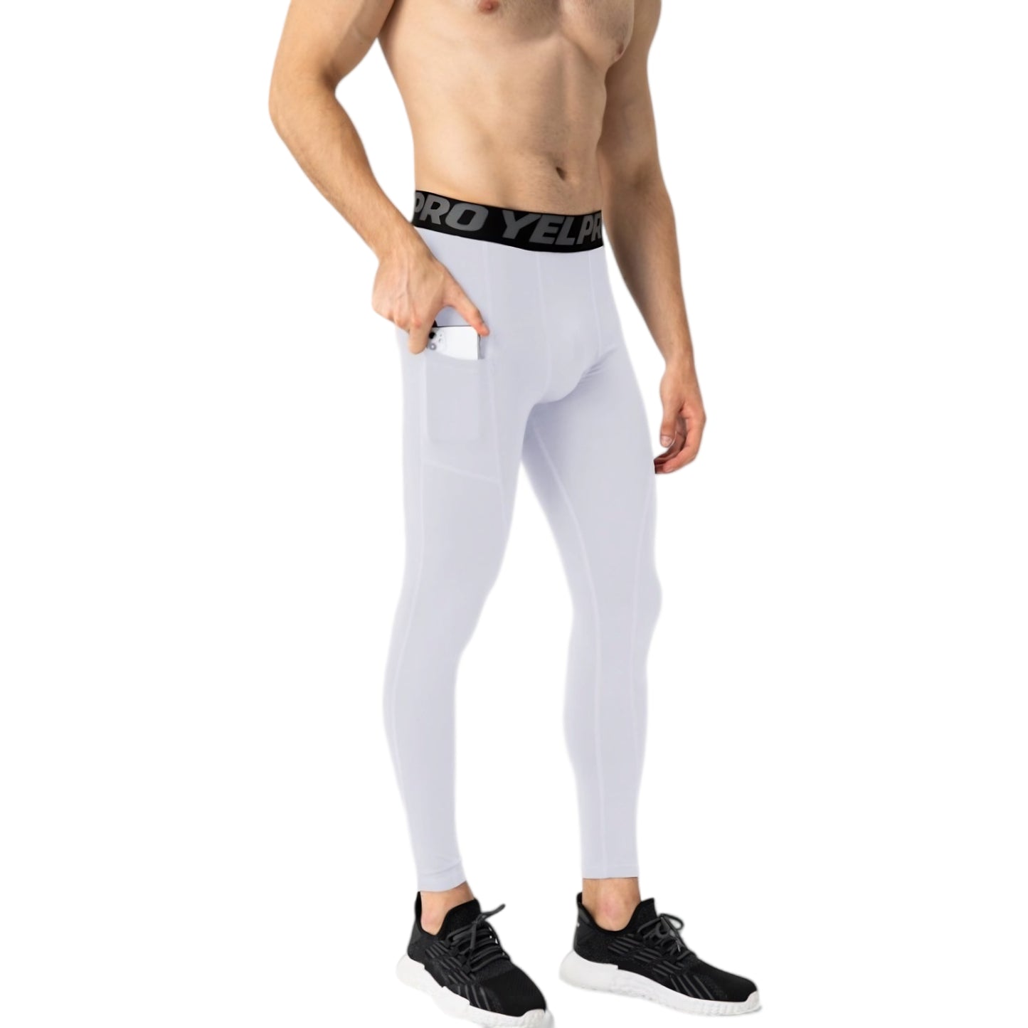 Anna-Kaci Active Men's Full Length Compression Leggings with Wide Waistband and Moisture-Wicking Stretch Fabric