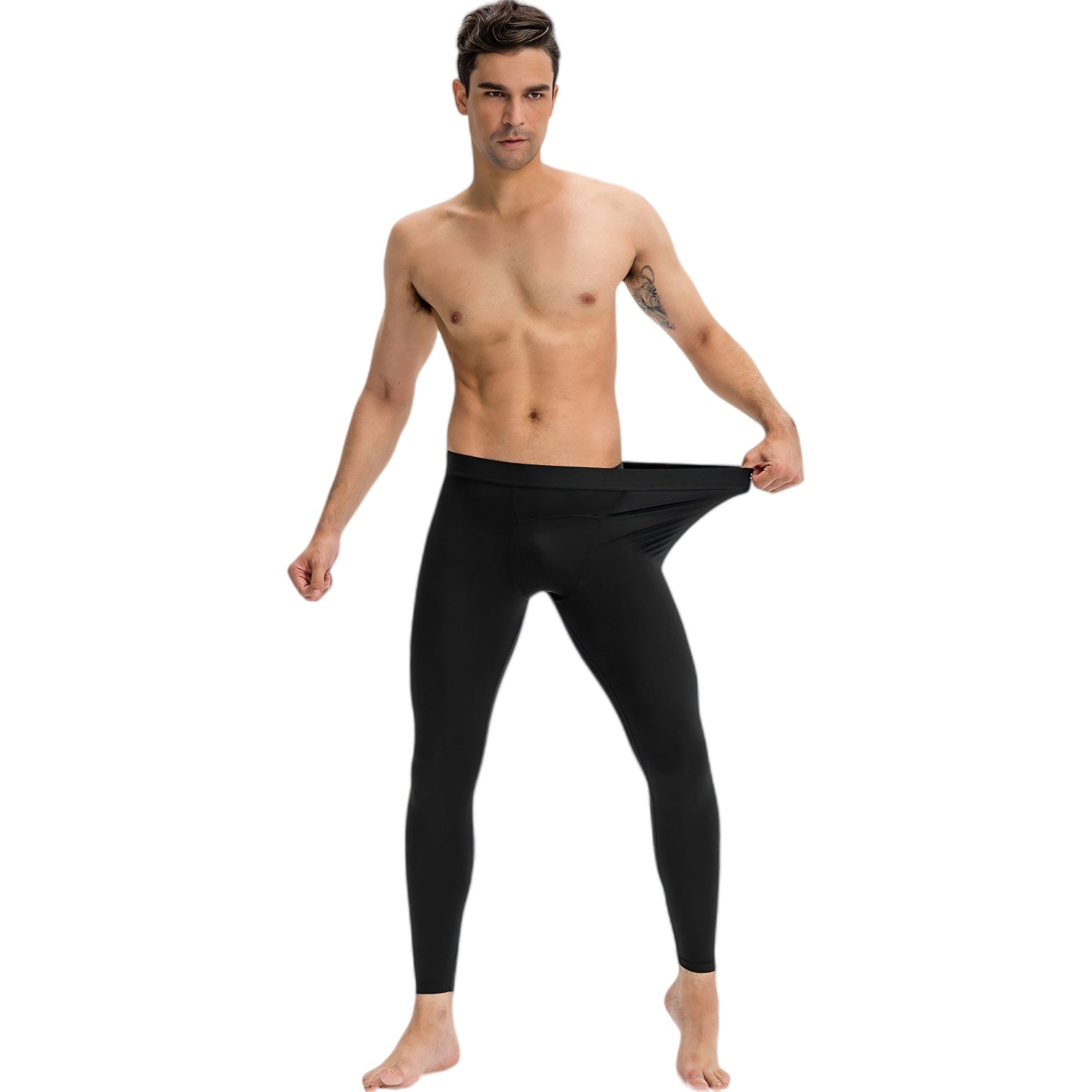 Anna-Kaci Active Men's Full Length Seamless Compression Leggings with Smooth Wide Waistband and Second-Skin Fit