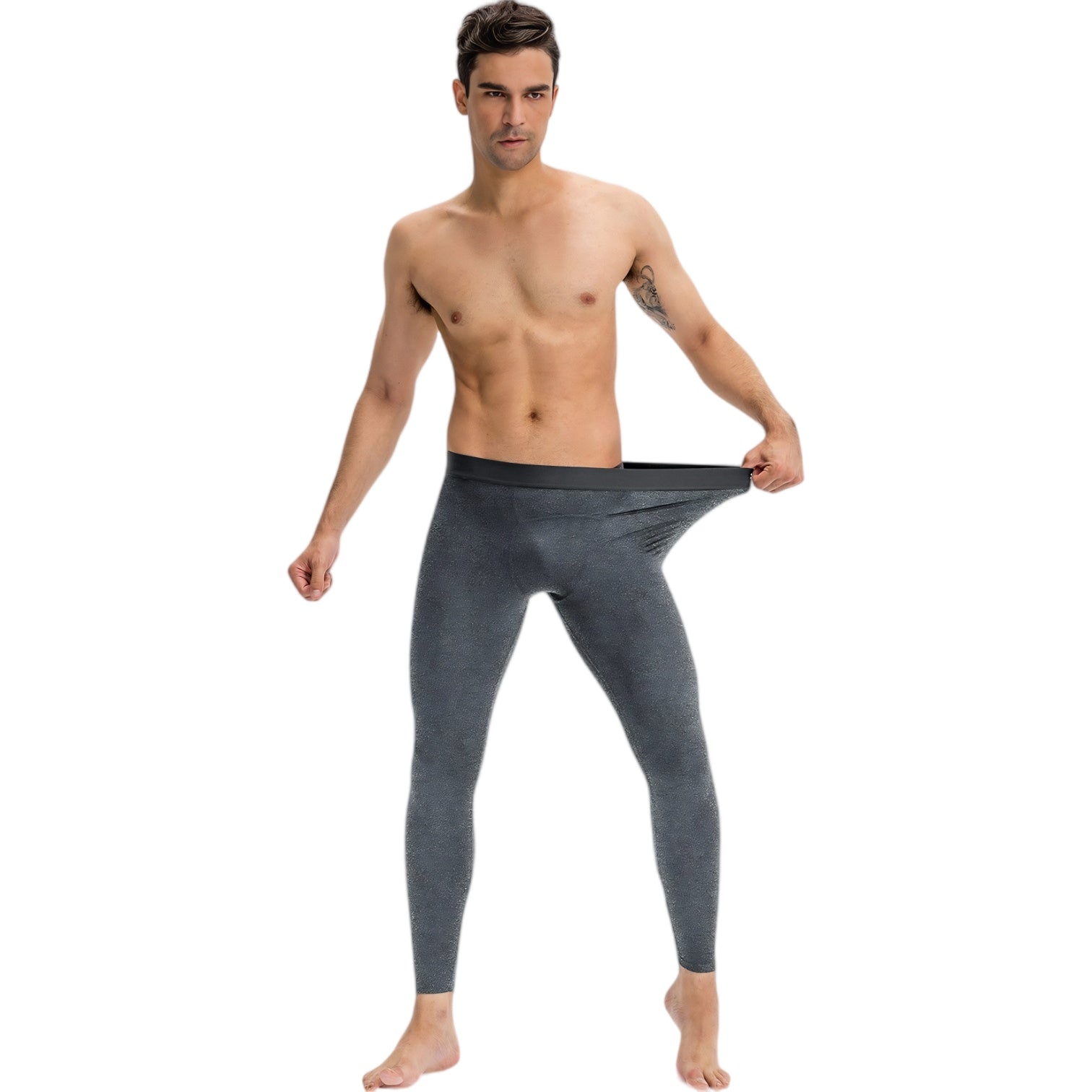 Anna-Kaci Active Men's Full Length Seamless Compression Leggings with Smooth Wide Waistband and Second-Skin Fit