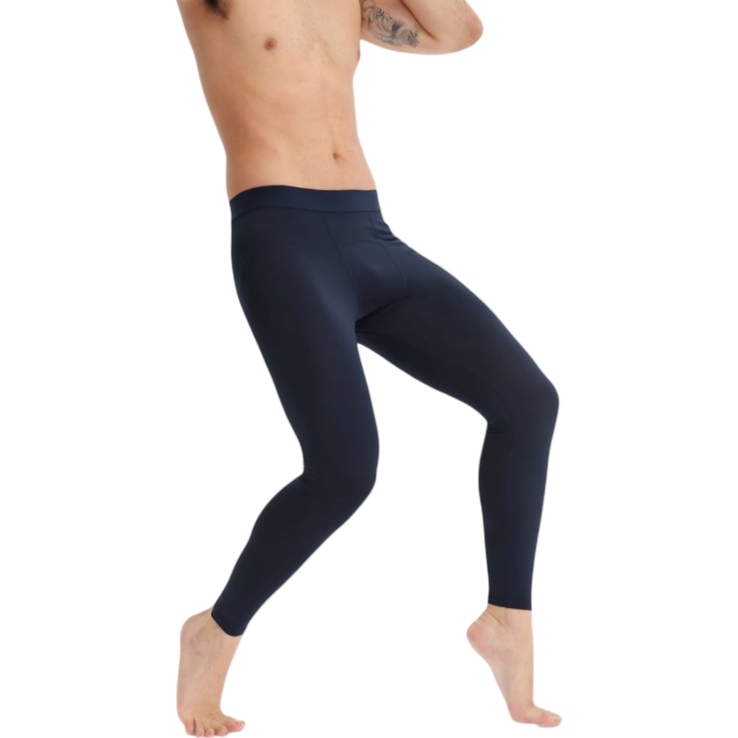 Anna-Kaci Active Men's Full Length Seamless Compression Leggings with Smooth Wide Waistband and Second-Skin Fit