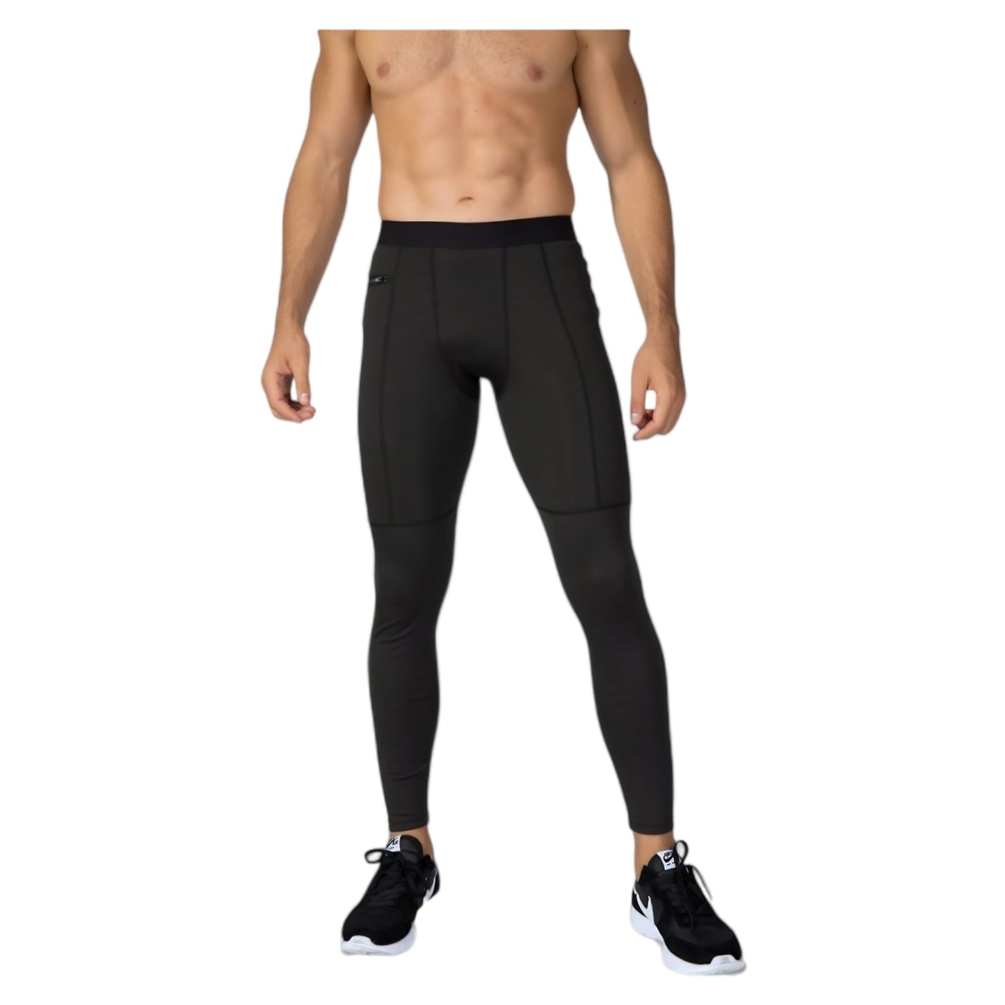 Anna-Kaci Active Men's Full Length Active Compression Leggings with Supportive Panel Stitching and Wide Waistband