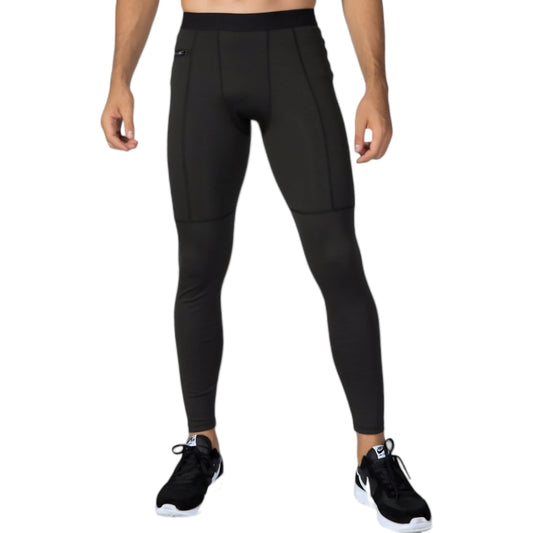 Anna-Kaci Active Men's Full Length Active Compression Leggings with Supportive Panel Stitching and Wide Waistband