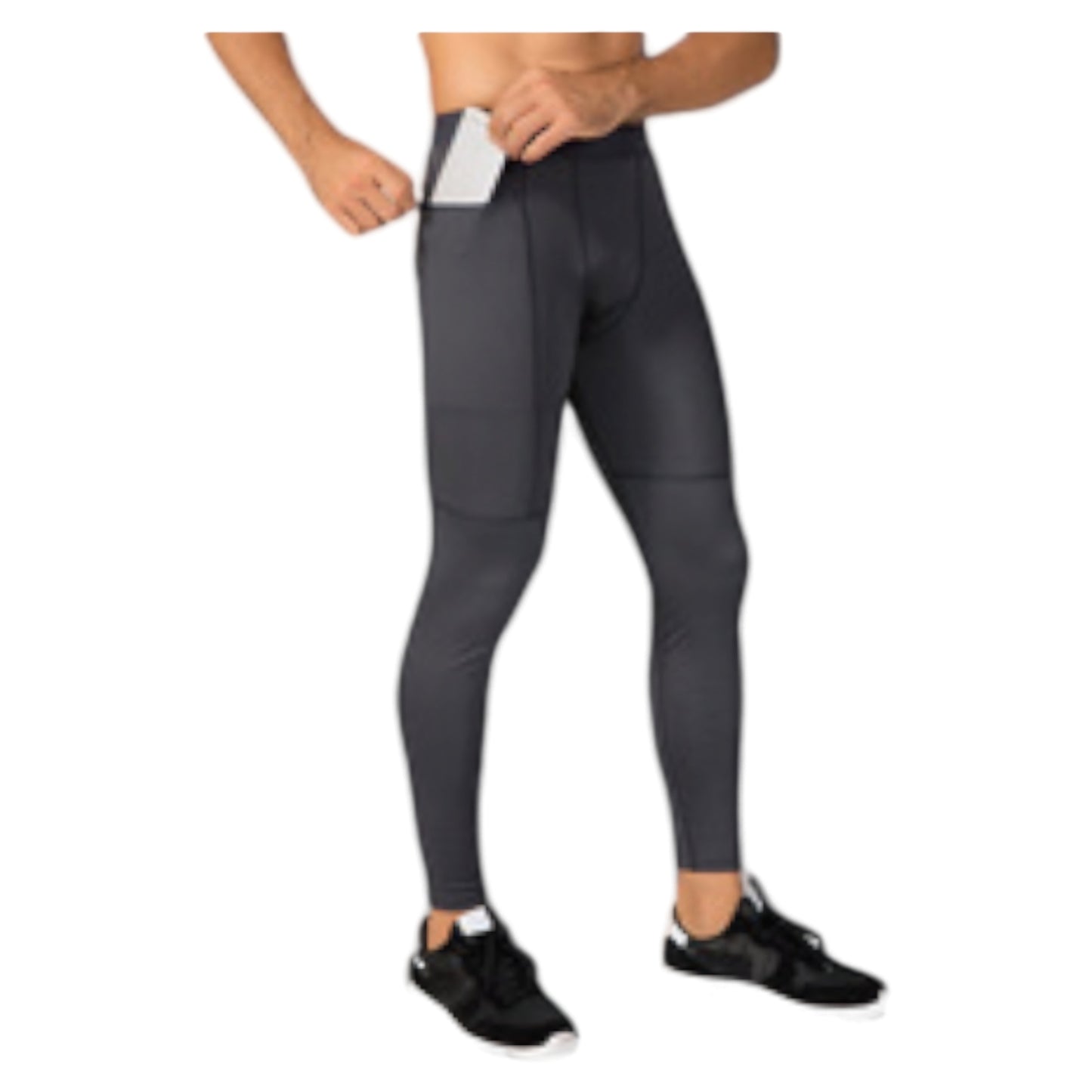 Anna-Kaci Active Men's Full Length Active Compression Leggings with Supportive Panel Stitching and Wide Waistband