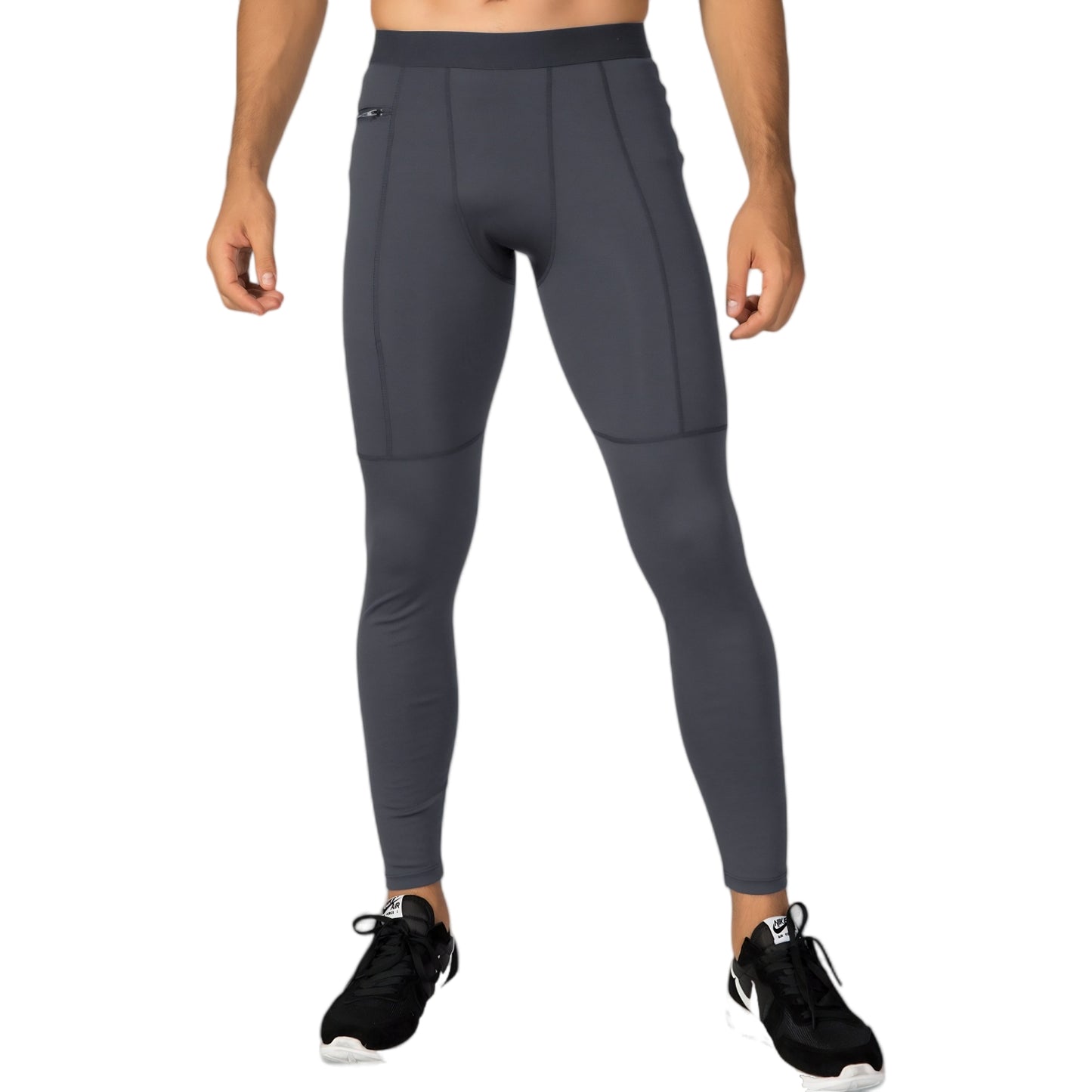 Anna-Kaci Active Men's Full Length Active Compression Leggings with Supportive Panel Stitching and Wide Waistband