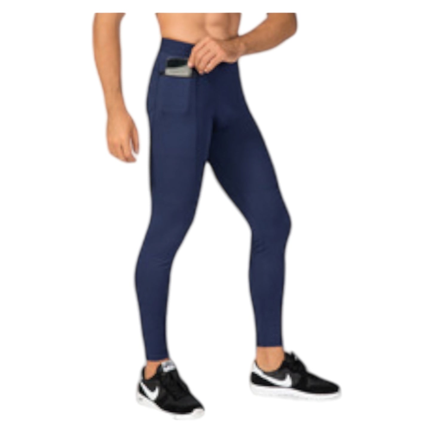 Anna-Kaci Active Men's Full Length Active Compression Leggings with Supportive Panel Stitching and Wide Waistband