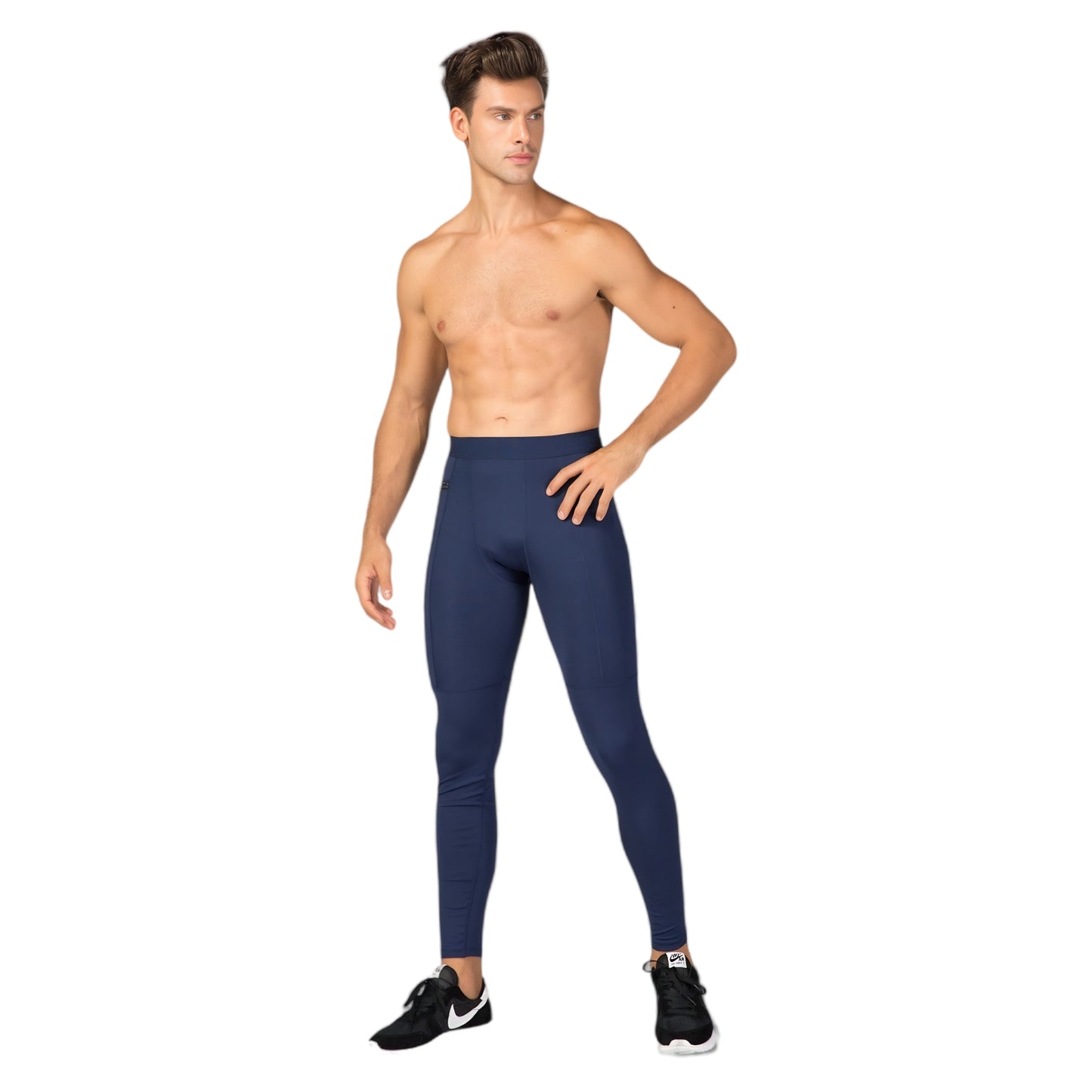 Anna-Kaci Active Men's Full Length Active Compression Leggings with Supportive Panel Stitching and Wide Waistband