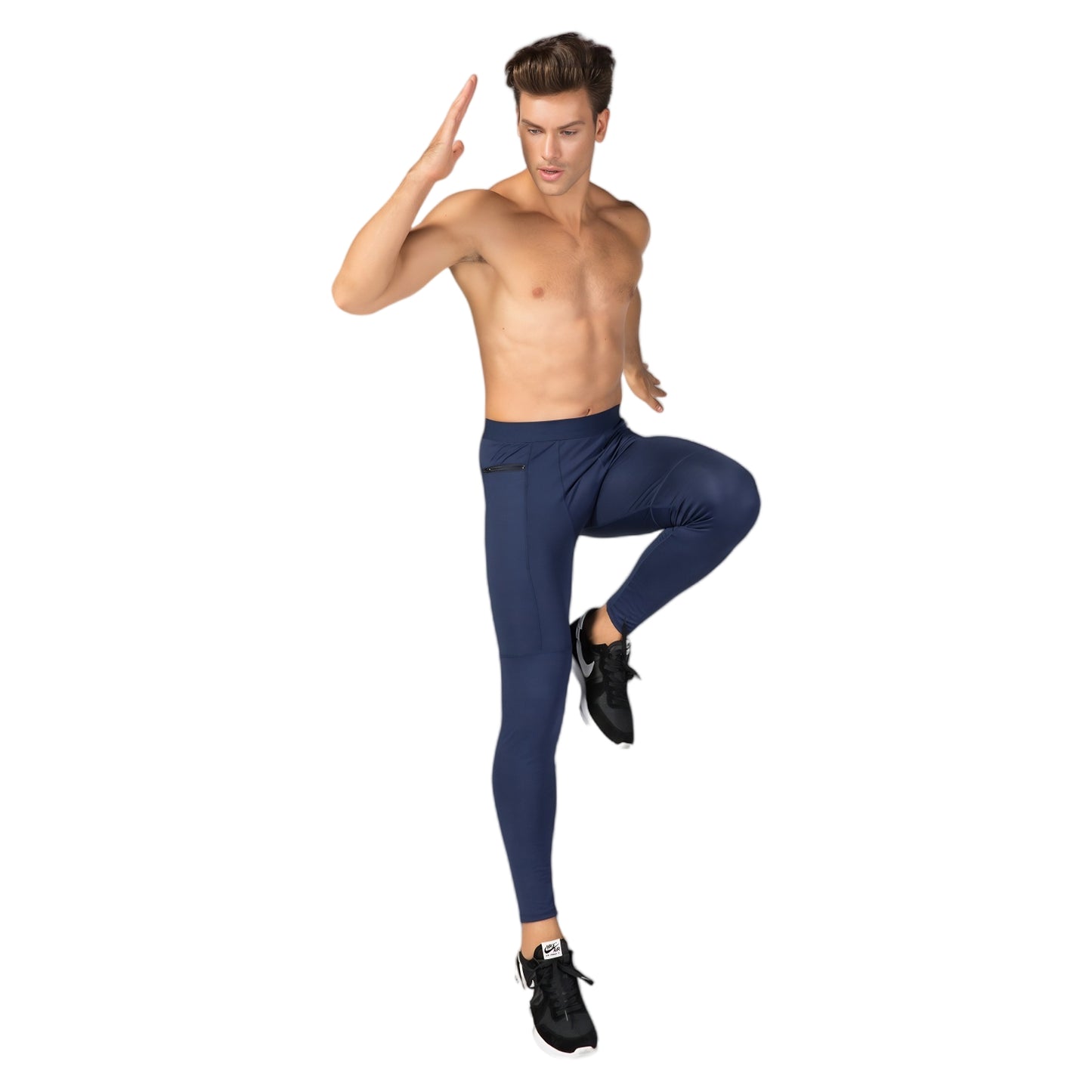 Anna-Kaci Active Men's Full Length Active Compression Leggings with Supportive Panel Stitching and Wide Waistband