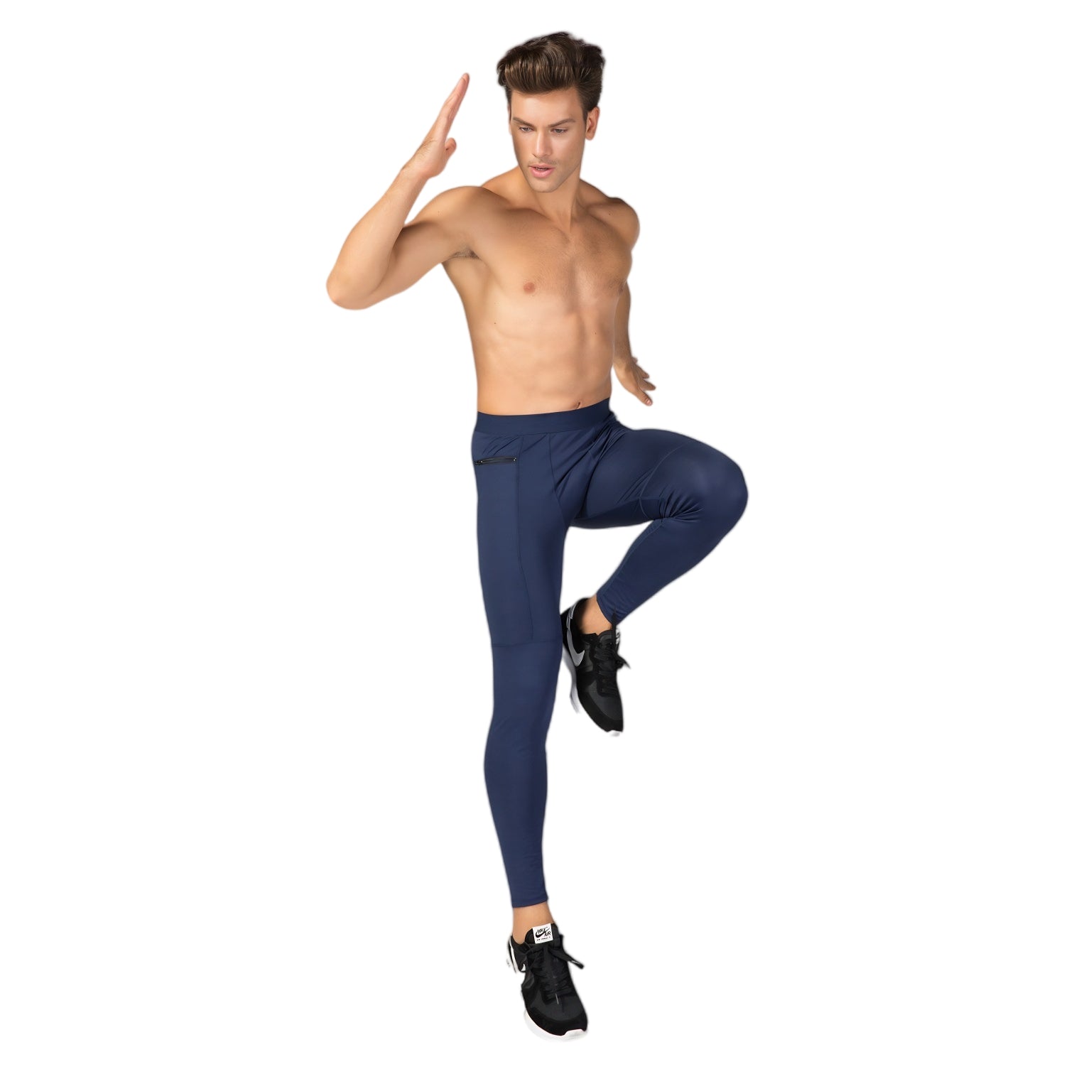 Anna-Kaci Active Men's Full Length Active Compression Leggings with Supportive Panel Stitching and Wide Waistband
