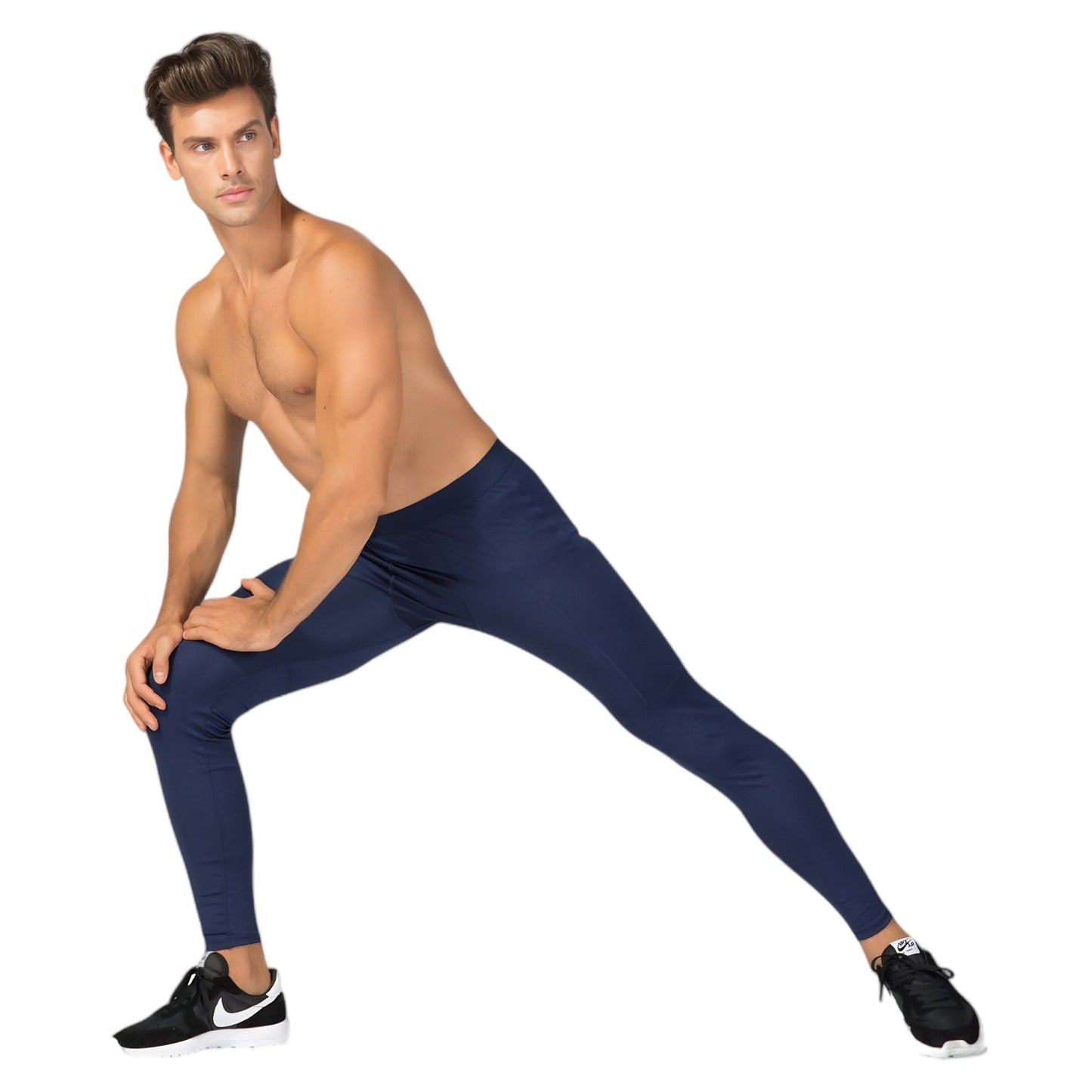 Anna-Kaci Active Men's Full Length Active Compression Leggings with Supportive Panel Stitching and Wide Waistband