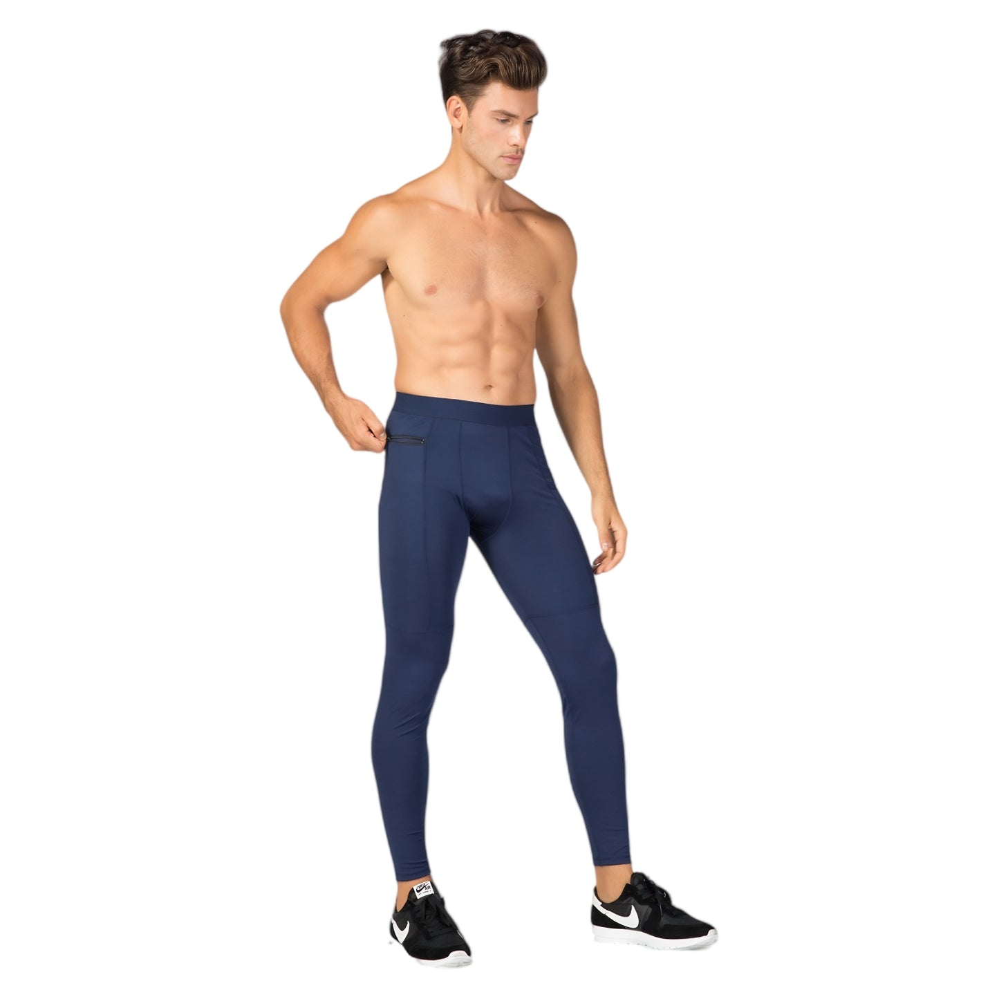 Anna-Kaci Active Men's Full Length Active Compression Leggings with Supportive Panel Stitching and Wide Waistband