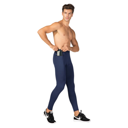 Anna-Kaci Active Men's Full Length Active Compression Leggings with Supportive Panel Stitching and Wide Waistband