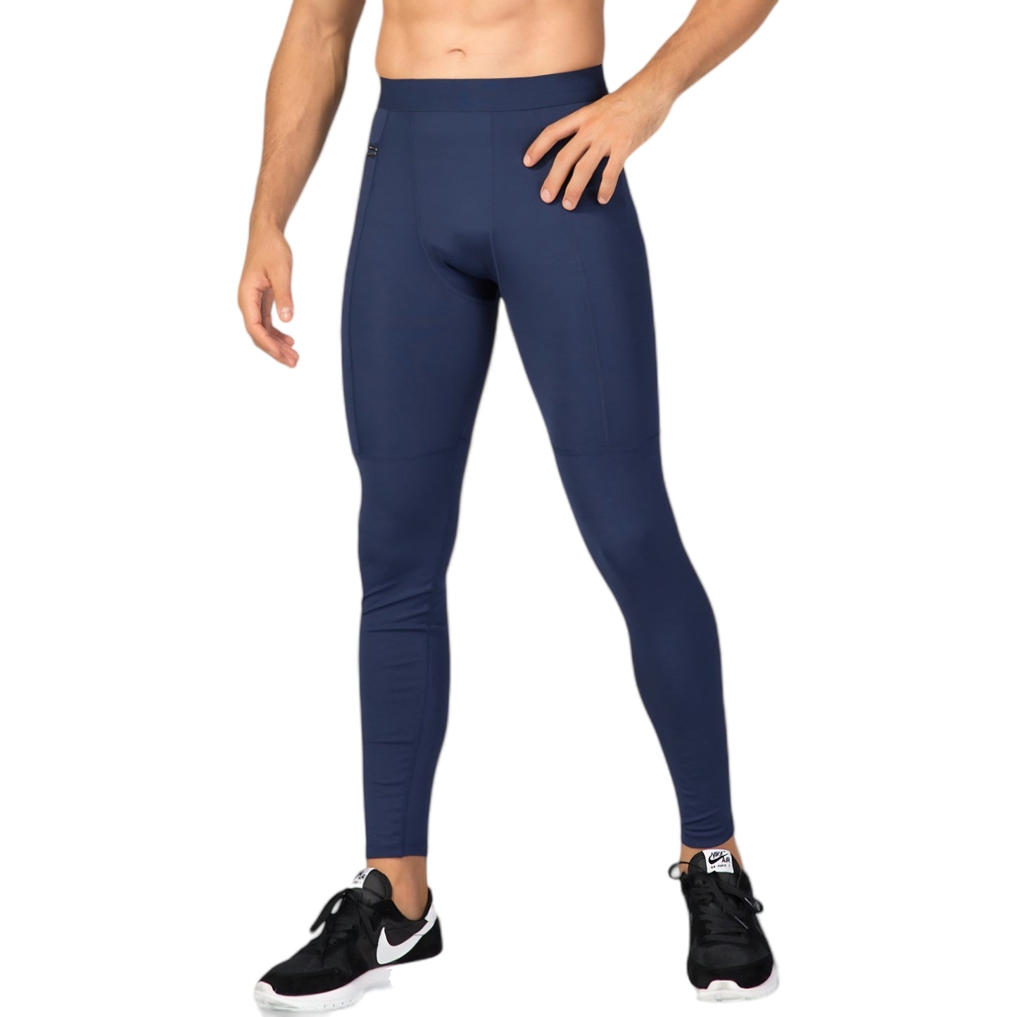 Anna-Kaci Active Men's Full Length Active Compression Leggings with Supportive Panel Stitching and Wide Waistband