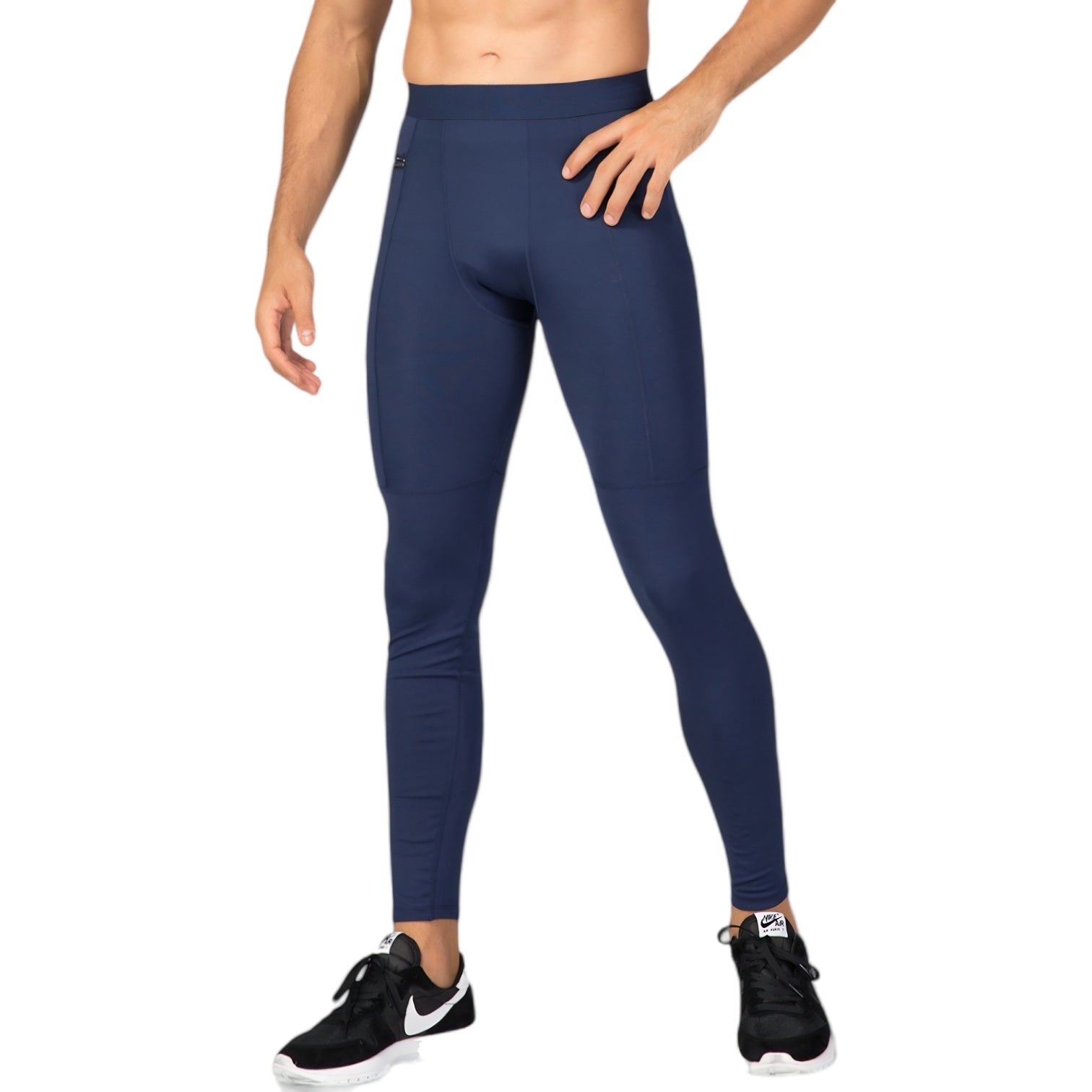 Anna-Kaci Active Men's Full Length Active Compression Leggings with Supportive Panel Stitching and Wide Waistband