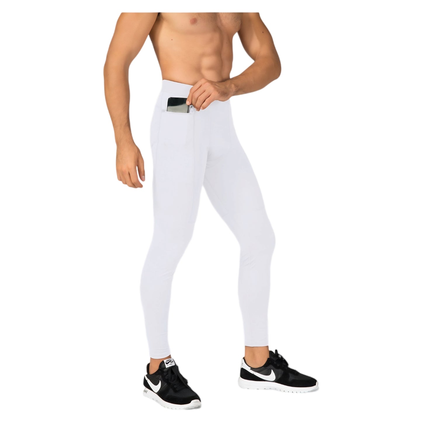 Anna-Kaci Active Men's Full Length Active Compression Leggings with Supportive Panel Stitching and Wide Waistband