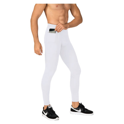 Anna-Kaci Active Men's Full Length Active Compression Leggings with Supportive Panel Stitching and Wide Waistband