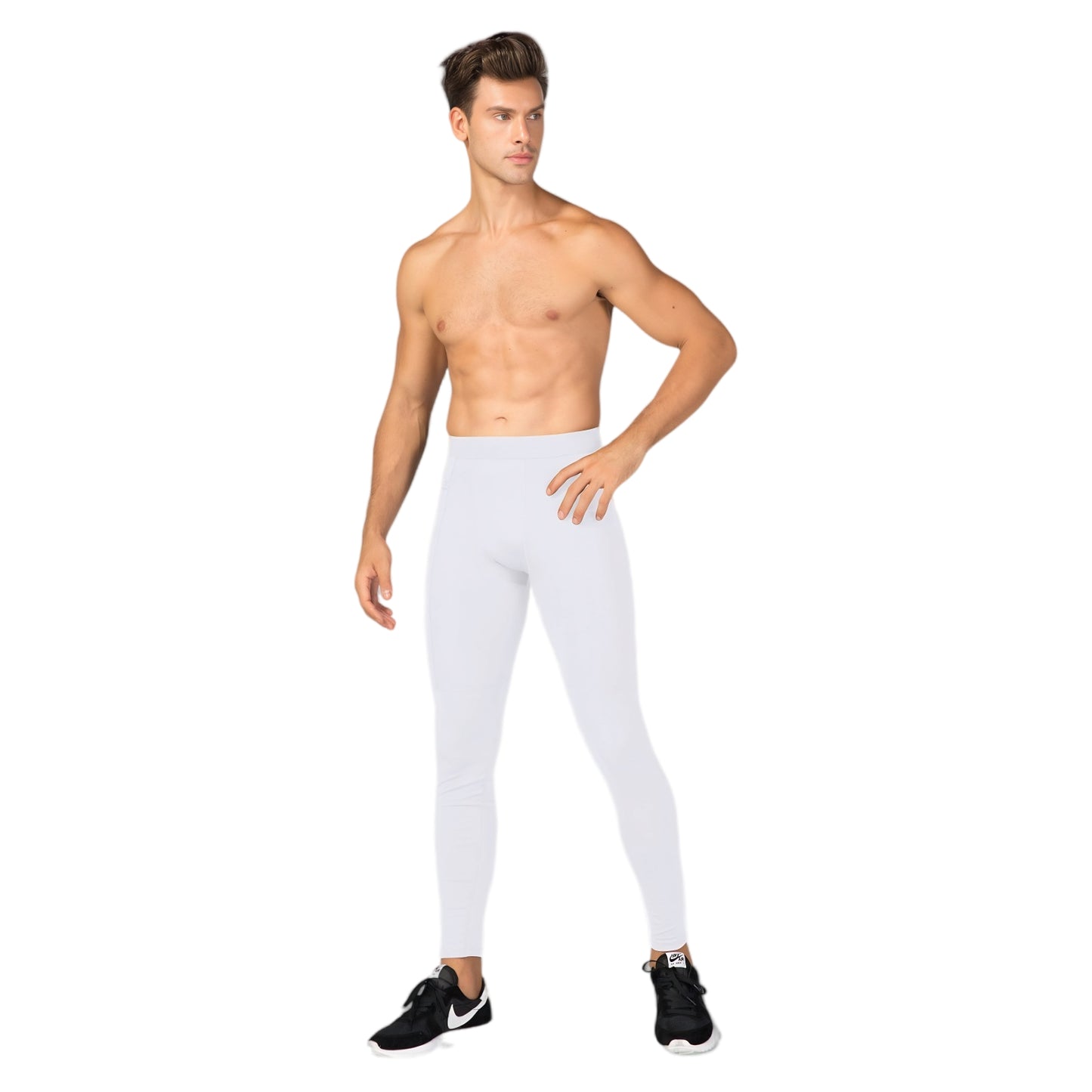 Anna-Kaci Active Men's Full Length Active Compression Leggings with Supportive Panel Stitching and Wide Waistband