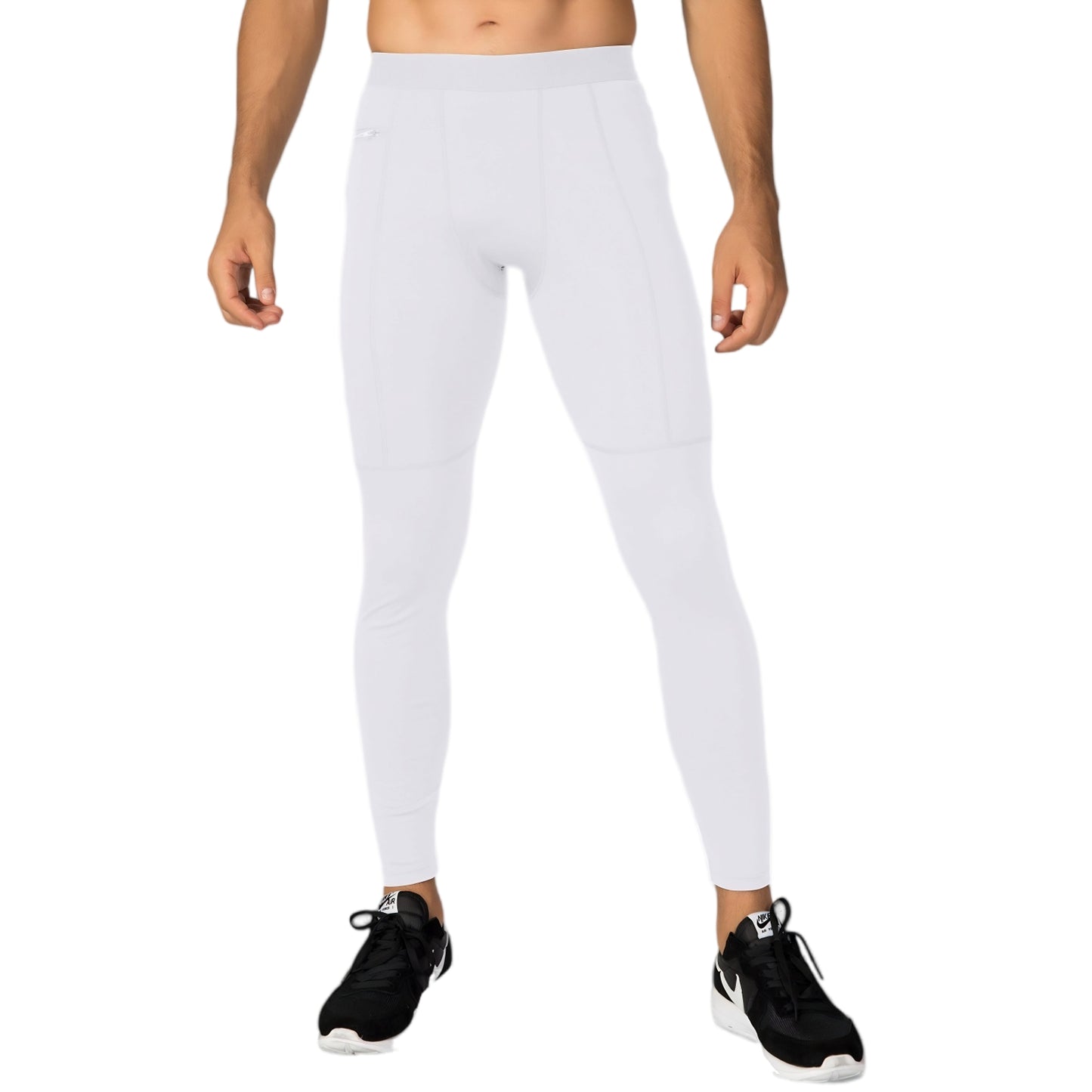 Anna-Kaci Active Men's Full Length Active Compression Leggings with Supportive Panel Stitching and Wide Waistband