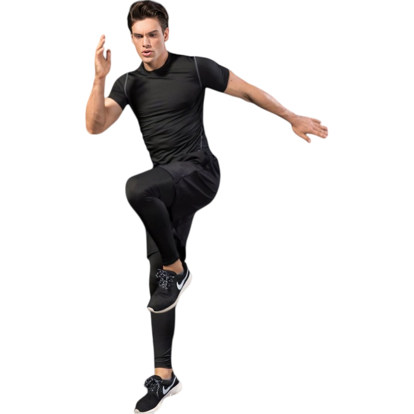 Anna-Kaci Active Men's 2-in-1 Athletic Training Shorts with Built-In Compression Leggings and Elastic Waistband