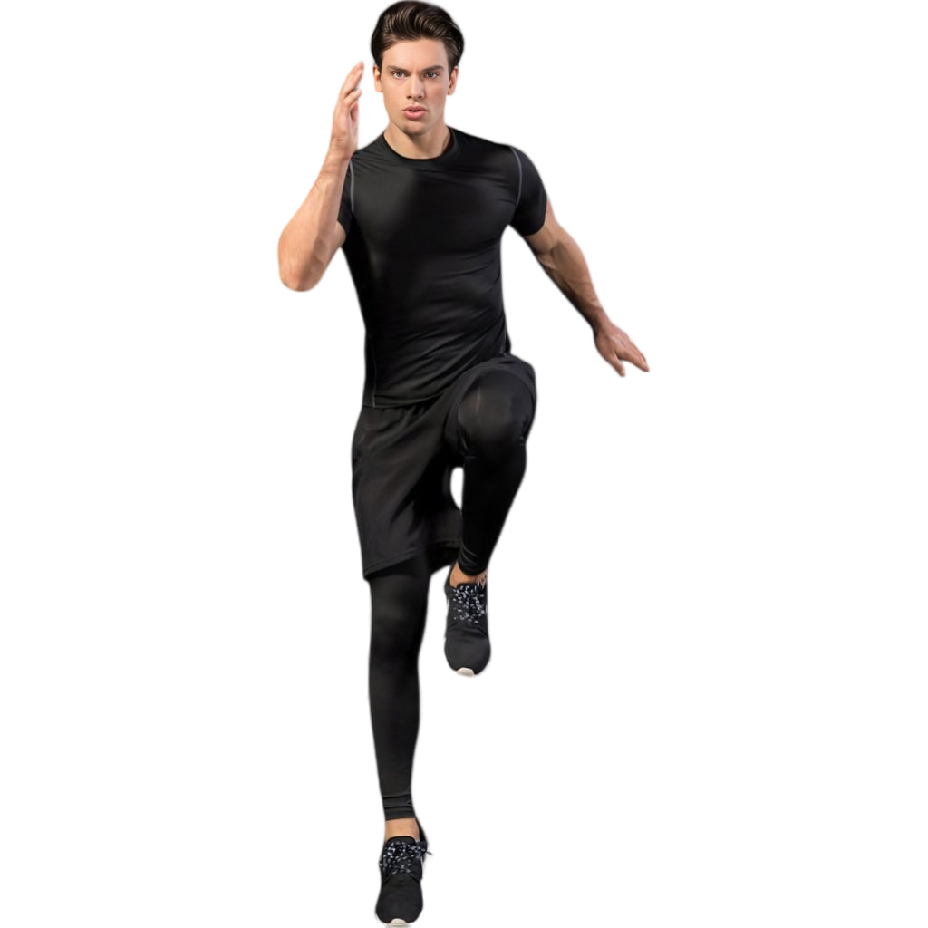 Anna-Kaci Active Men's 2-in-1 Athletic Training Shorts with Built-In Compression Leggings and Elastic Waistband