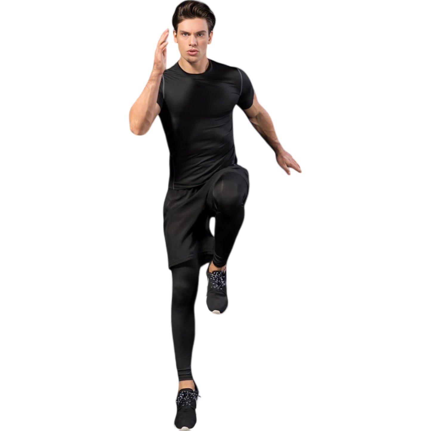 Anna-Kaci Active Men's 2-in-1 Athletic Training Shorts with Built-In Compression Leggings and Elastic Waistband