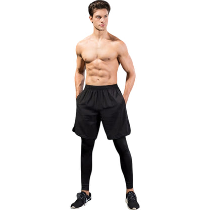 Anna-Kaci Active Men's 2-in-1 Athletic Training Shorts with Built-In Compression Leggings and Elastic Waistband