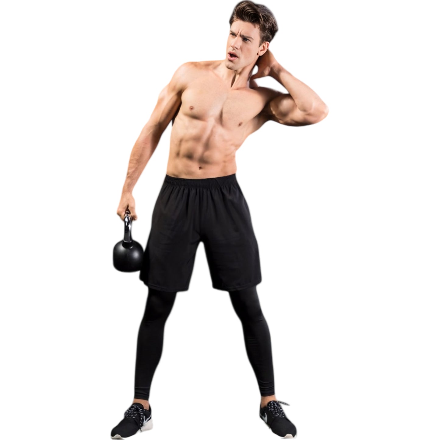 Anna-Kaci Active Men's 2-in-1 Athletic Training Shorts with Built-In Compression Leggings and Elastic Waistband