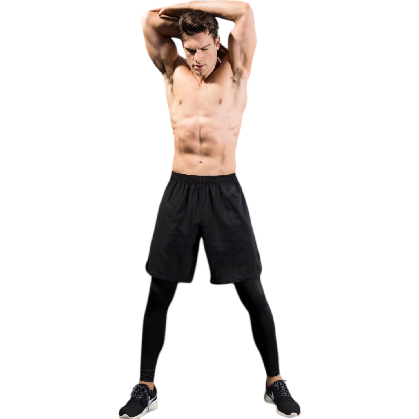 Anna-Kaci Active Men's 2-in-1 Athletic Training Shorts with Built-In Compression Leggings and Elastic Waistband