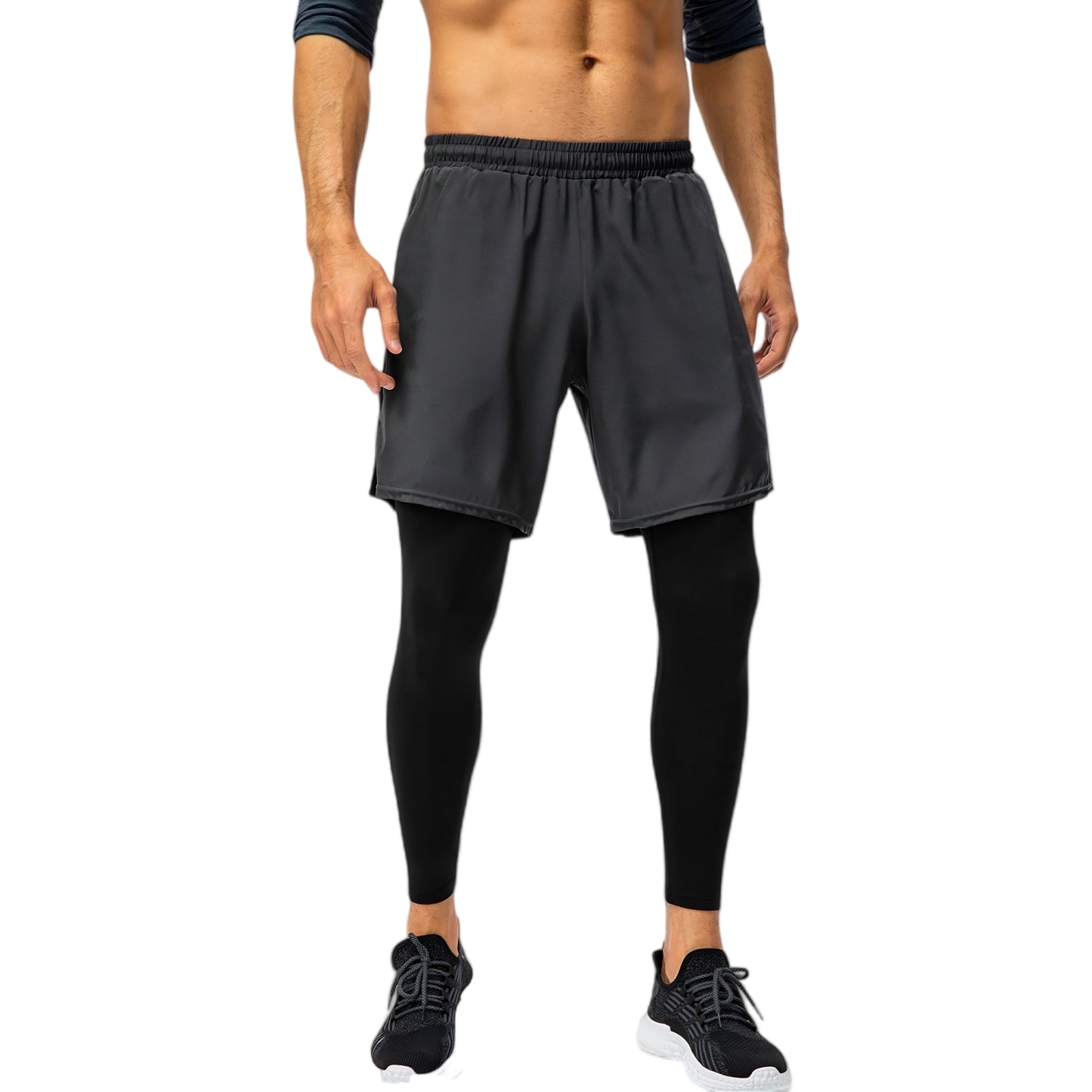 Anna-Kaci Active Men's 2-in-1 Athletic Training Shorts with Built-In Compression Leggings and Elastic Waistband