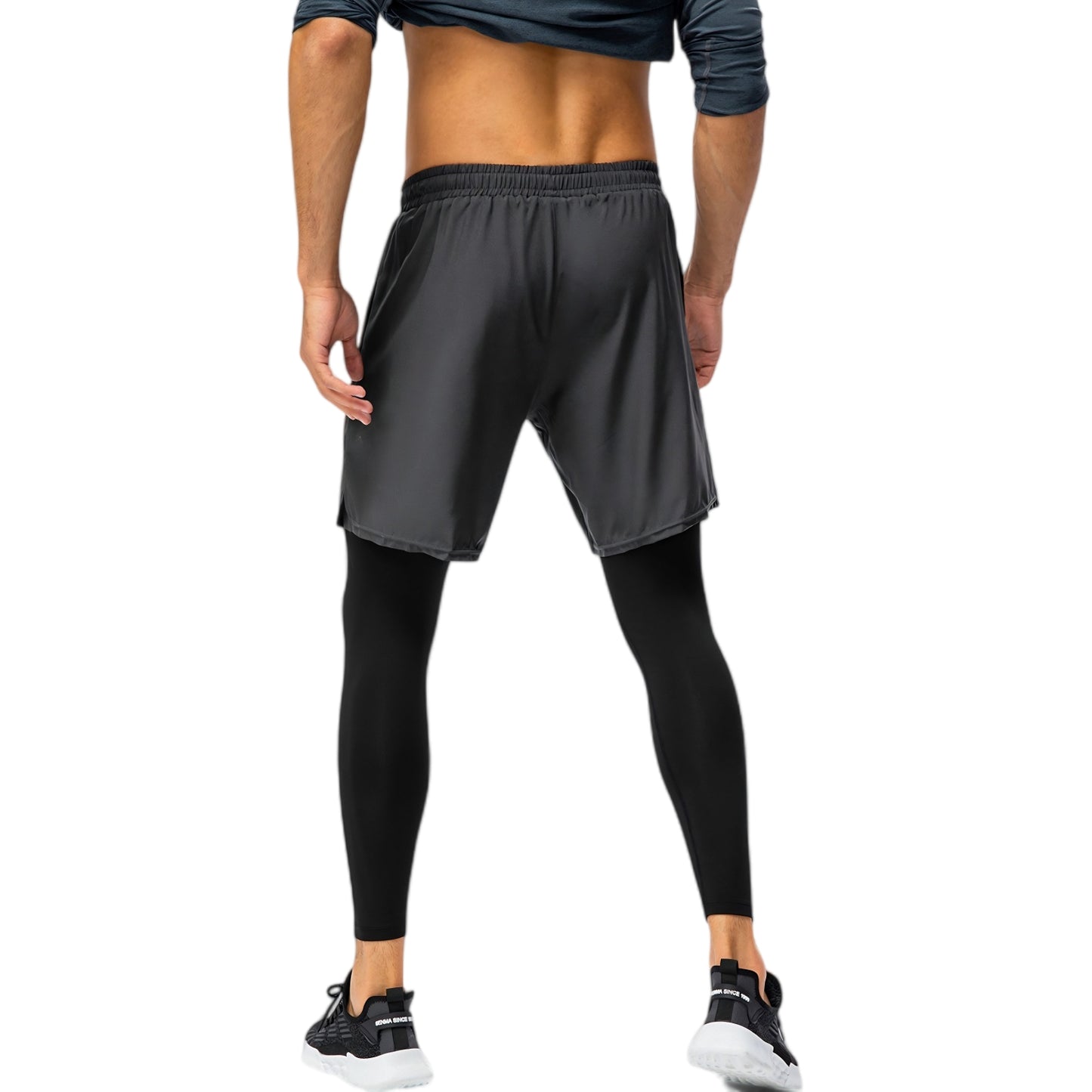 Anna-Kaci Active Men's 2-in-1 Athletic Training Shorts with Built-In Compression Leggings and Elastic Waistband