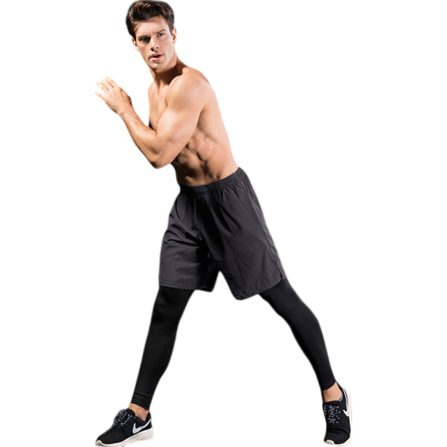 Anna-Kaci Active Men's 2-in-1 Athletic Training Shorts with Built-In Compression Leggings and Elastic Waistband