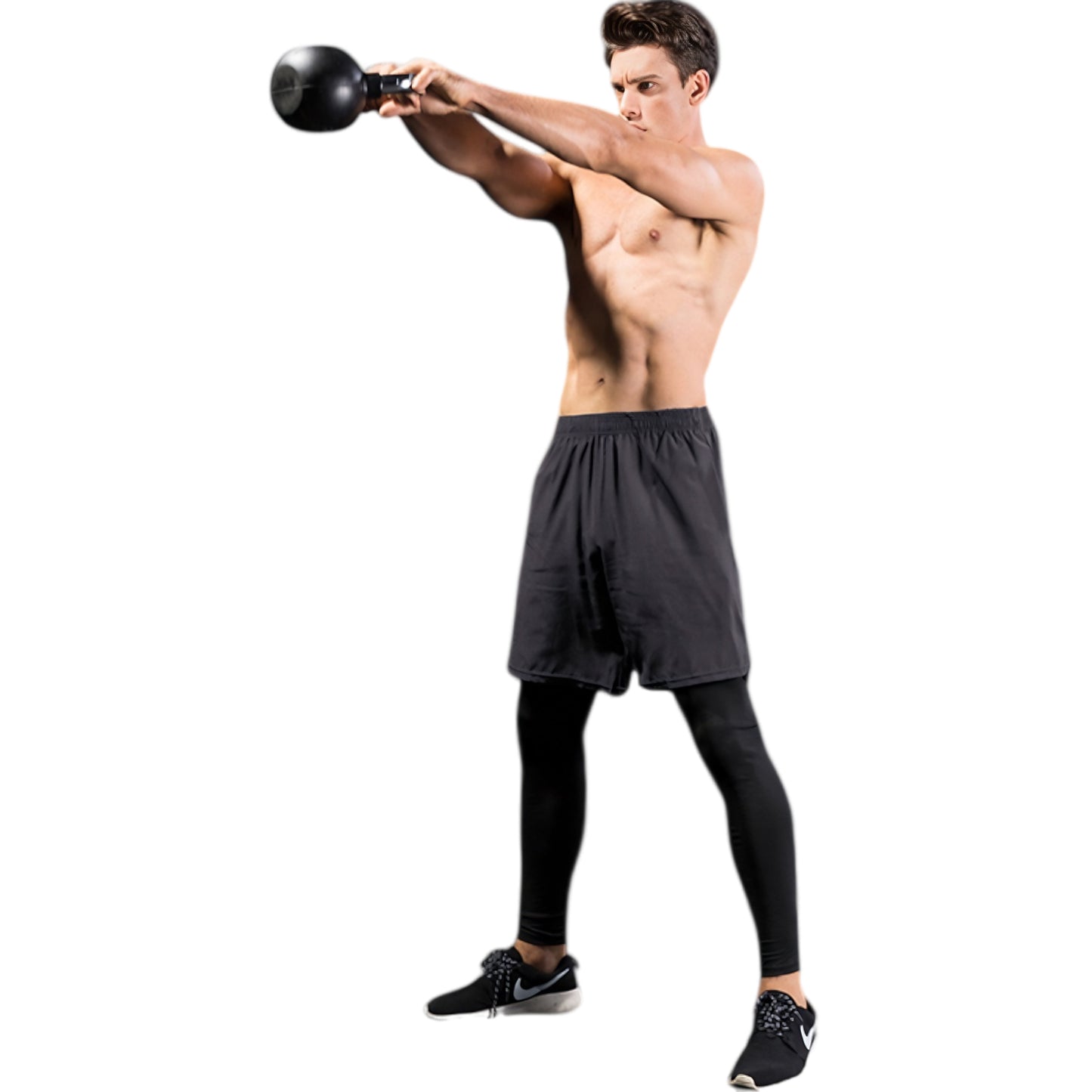 Anna-Kaci Active Men's 2-in-1 Athletic Training Shorts with Built-In Compression Leggings and Elastic Waistband