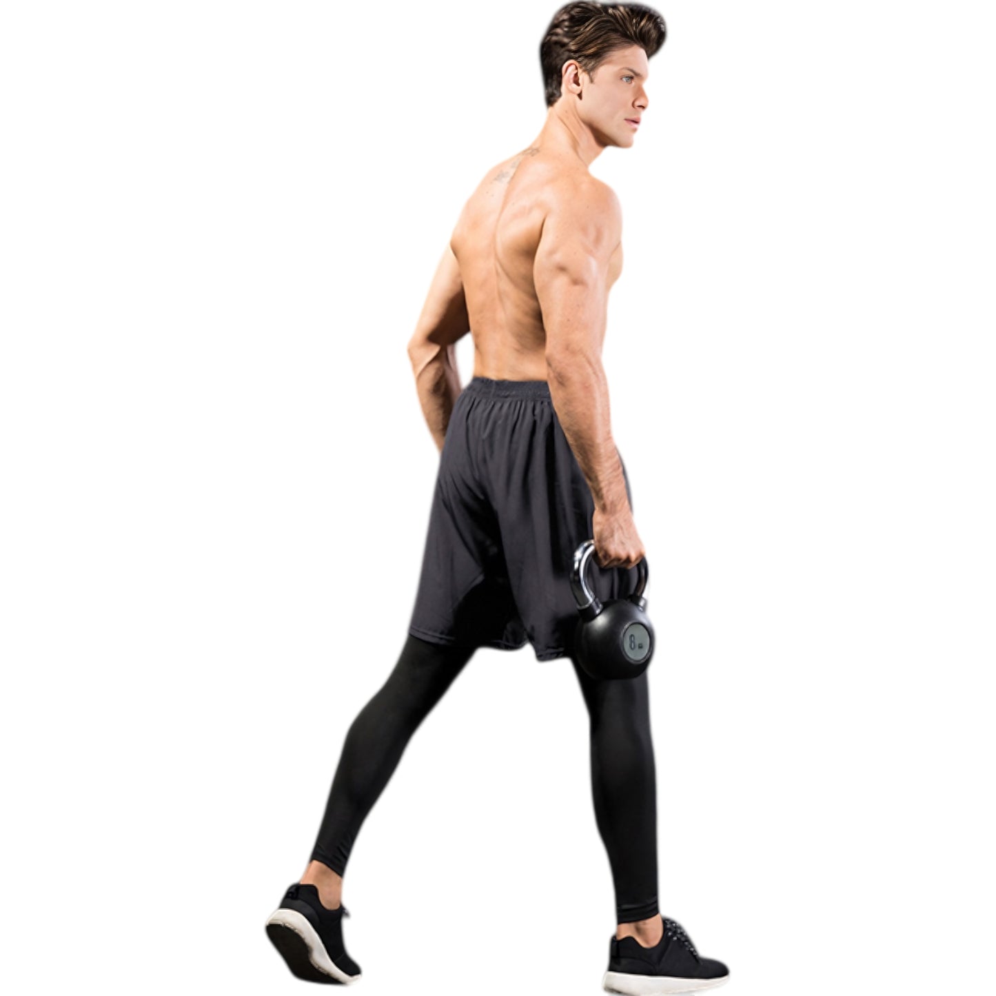 Anna-Kaci Active Men's 2-in-1 Athletic Training Shorts with Built-In Compression Leggings and Elastic Waistband