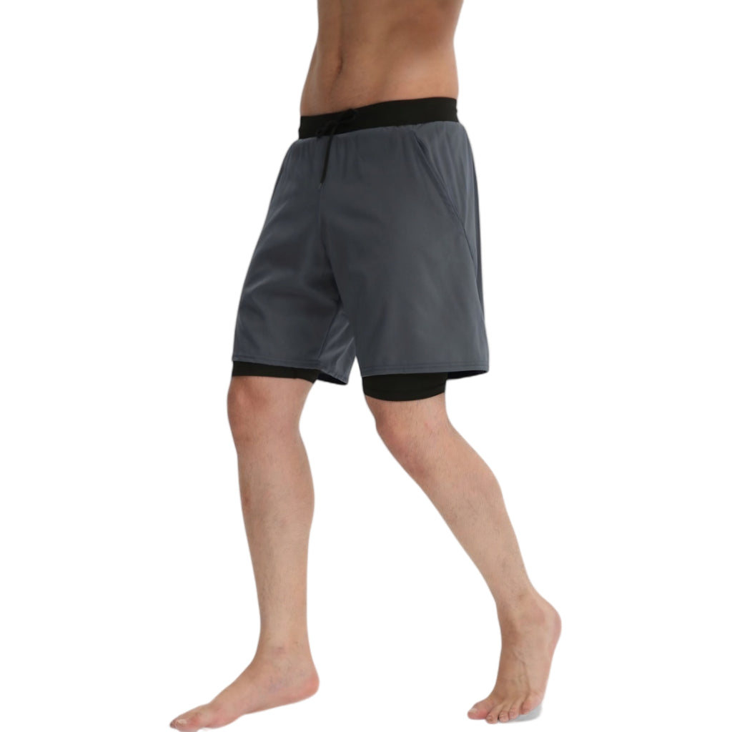 Anna-Kaci Mens 2-in-1 Performance Training Shorts with Inner Liner and Adjustable Drawstring Waist
