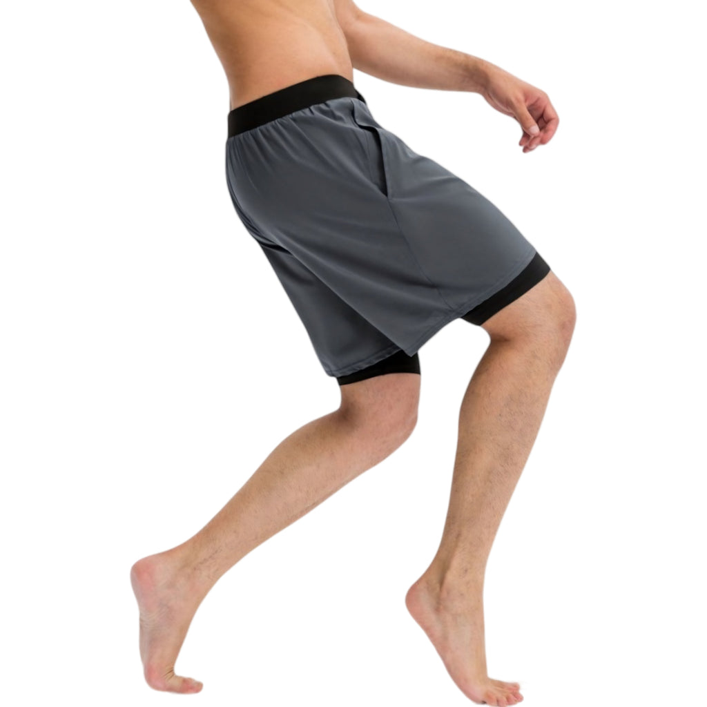 Anna-Kaci Mens 2-in-1 Performance Training Shorts with Inner Liner and Adjustable Drawstring Waist