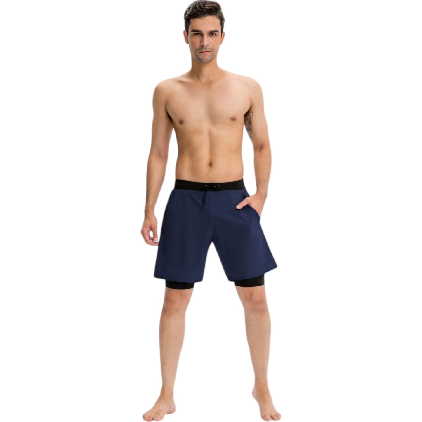 Anna-Kaci Active Men's 2-in-1 Performance Training Shorts with Inner Compression Liner and Adjustable Drawstring Waist