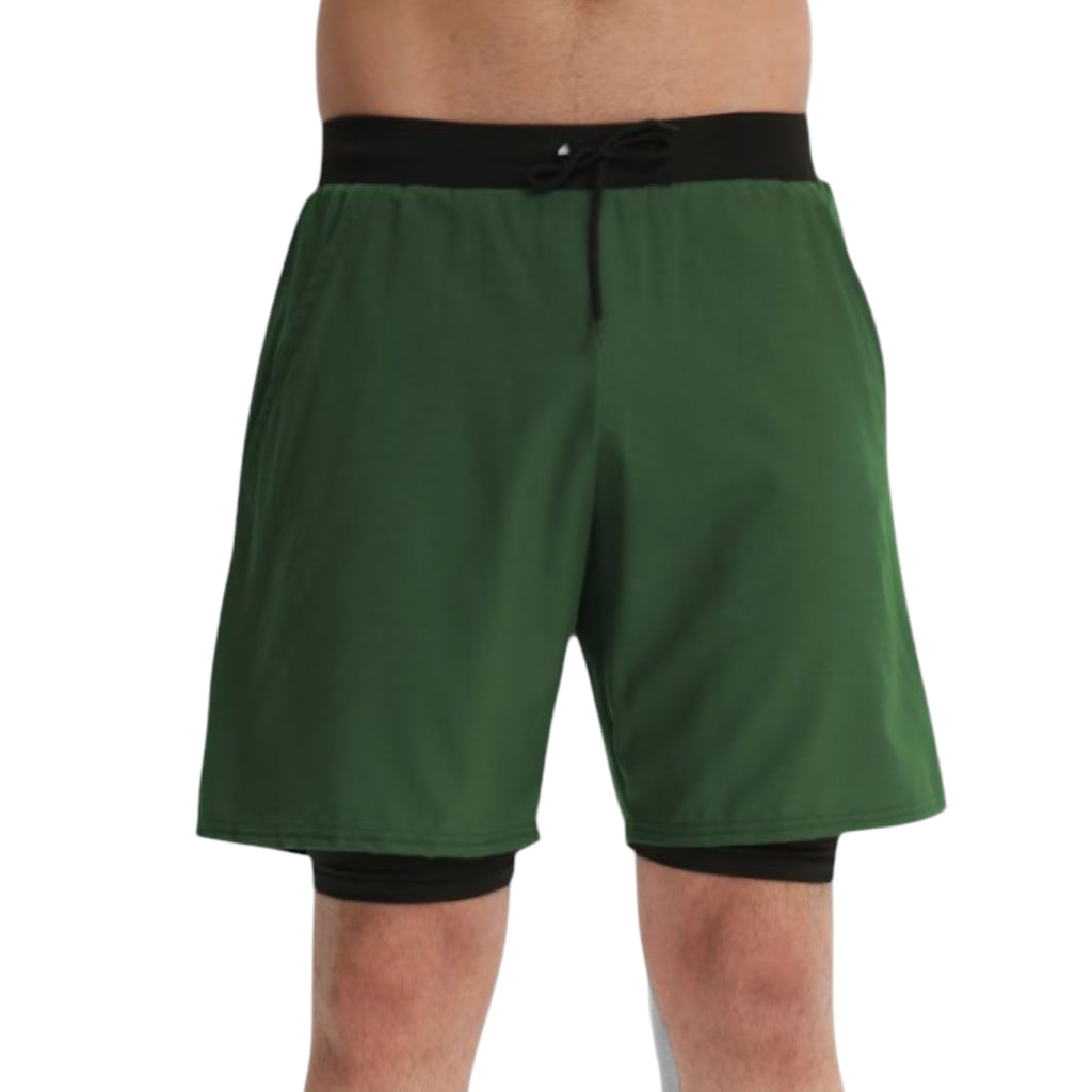 Anna-Kaci Mens 2-in-1 Performance Training Shorts with Inner Liner and Adjustable Drawstring Waist