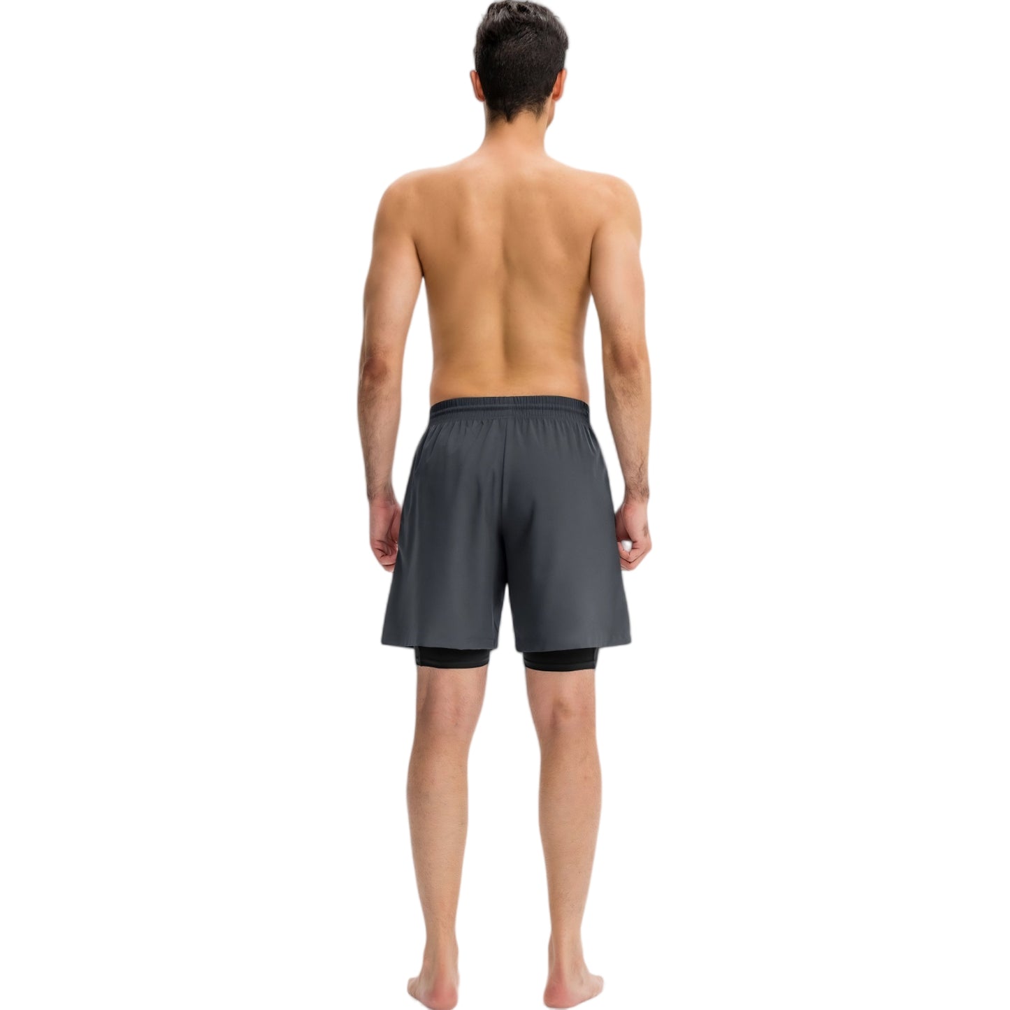 Anna-Kaci Active Men's Athletic Training Shorts with Inner Compression Layer Side Pockets and Adjustable Drawstring Waist