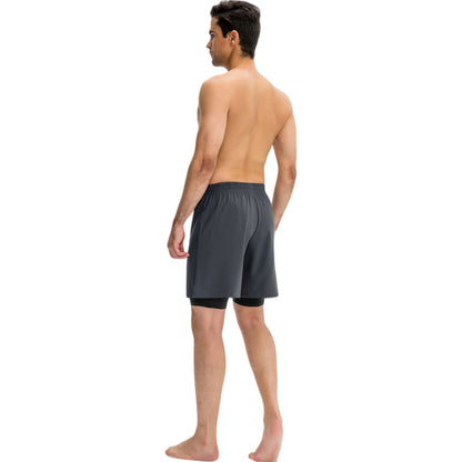 Anna-Kaci Active Men's Athletic Training Shorts with Inner Compression Layer Side Pockets and Adjustable Drawstring Waist