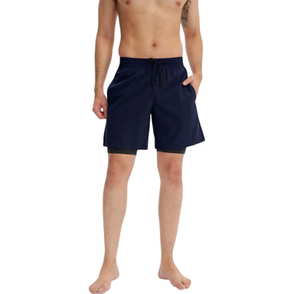 Anna-Kaci Active Men's Athletic Training Shorts with Inner Compression Layer Side Pockets and Adjustable Drawstring Waist