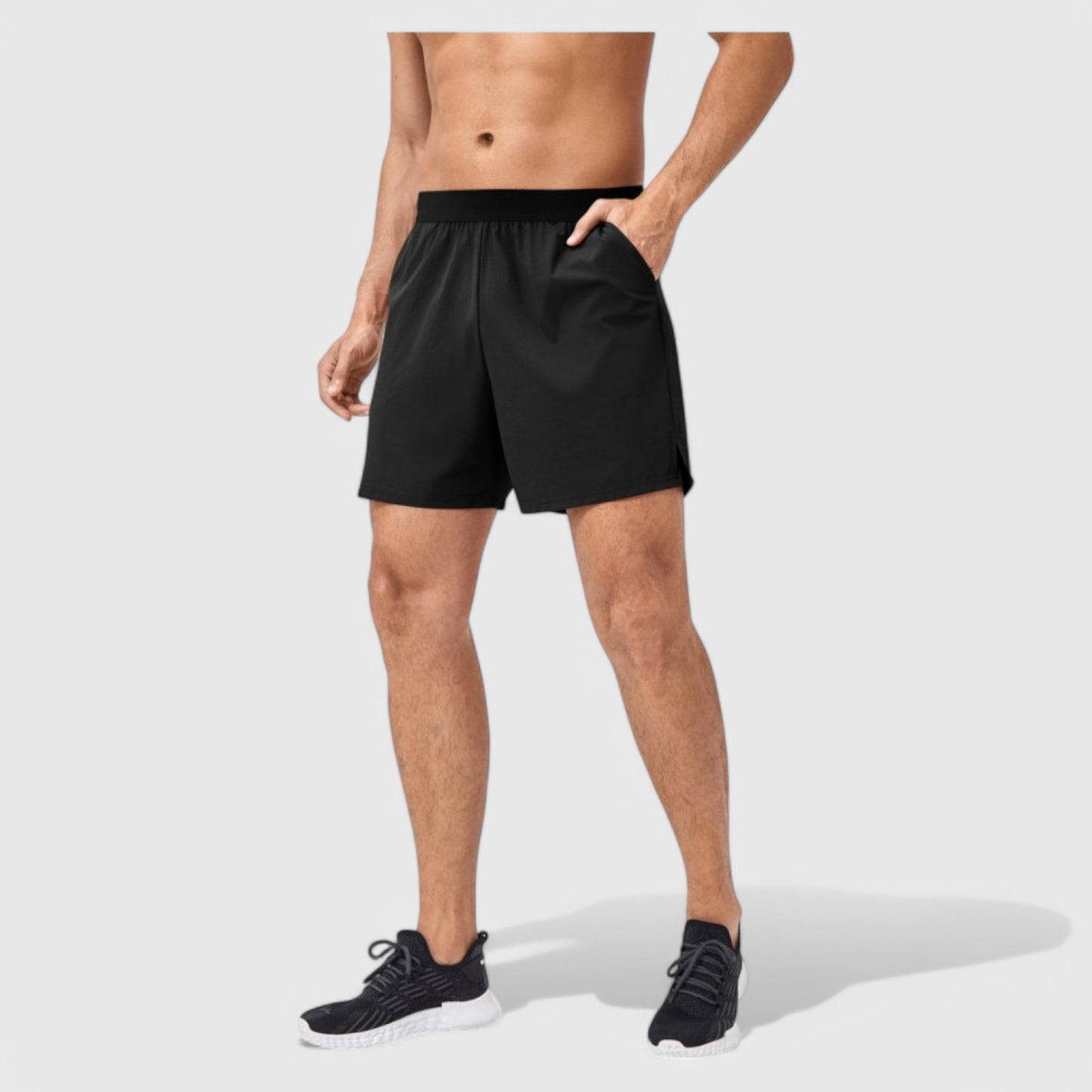 Anna-Kaci Active Men's Solid Color Pull-On Athletic Shorts with Elastic Waistband Lightweight Quick Dry Fabric