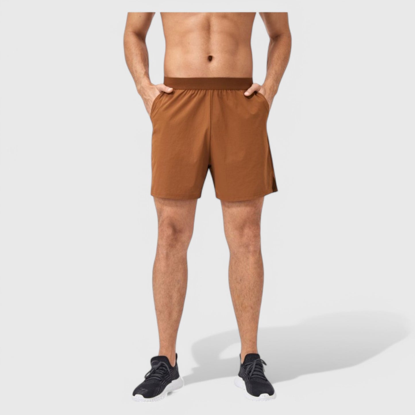 Anna-Kaci Active Men's Solid Color Pull-On Athletic Shorts with Elastic Waistband Lightweight Quick Dry Fabric