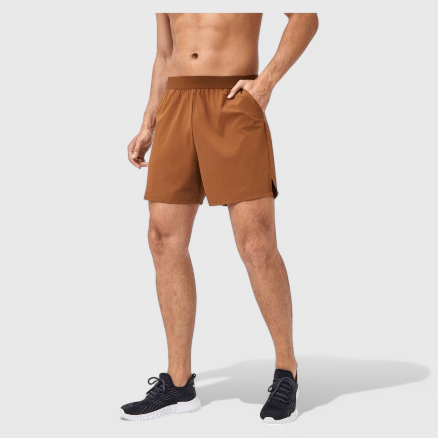 Anna-Kaci Active Men's Solid Color Pull-On Athletic Shorts with Elastic Waistband Lightweight Quick Dry Fabric