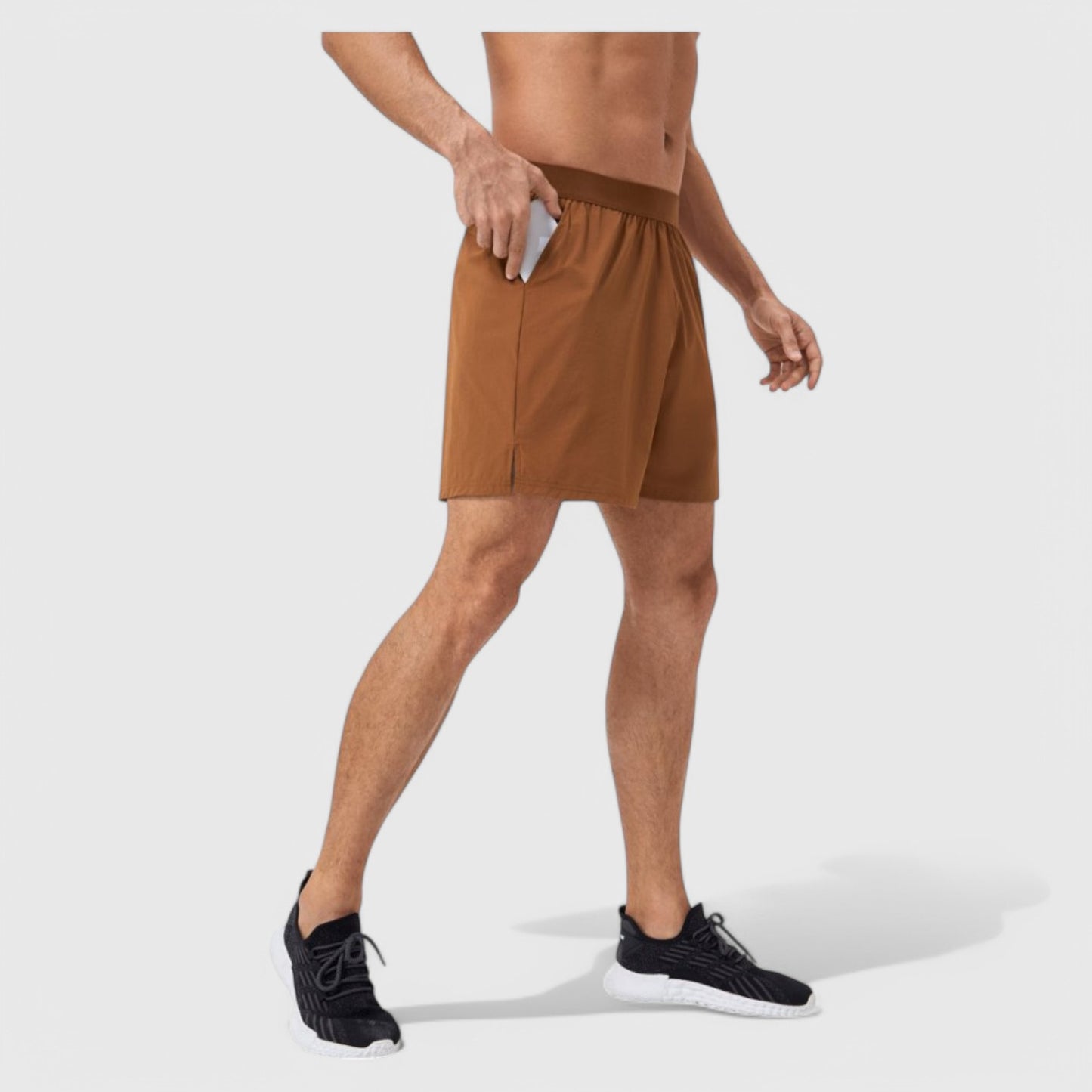 Anna-Kaci Active Men's Solid Color Pull-On Athletic Shorts with Elastic Waistband Lightweight Quick Dry Fabric
