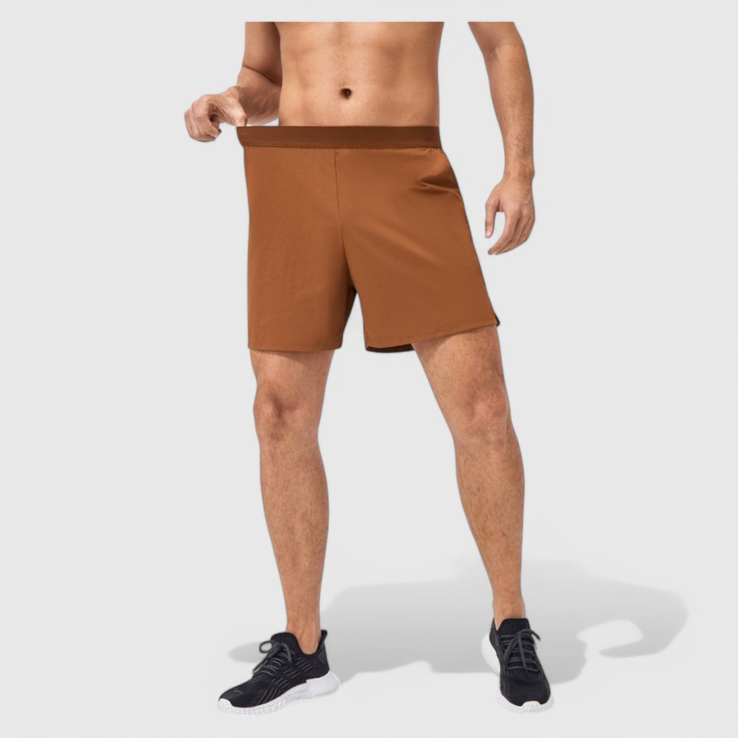 Anna-Kaci Active Men's Solid Color Pull-On Athletic Shorts with Elastic Waistband Lightweight Quick Dry Fabric