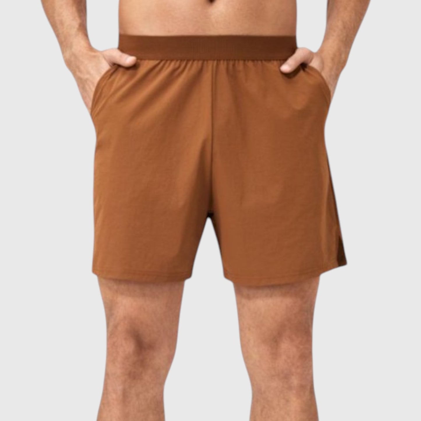 Anna-Kaci Active Men's Solid Color Pull-On Athletic Shorts with Elastic Waistband Lightweight Quick Dry Fabric