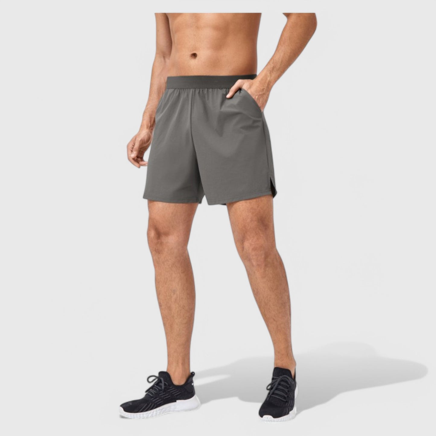 Anna-Kaci Active Men's Solid Color Pull-On Athletic Shorts with Elastic Waistband Lightweight Quick Dry Fabric