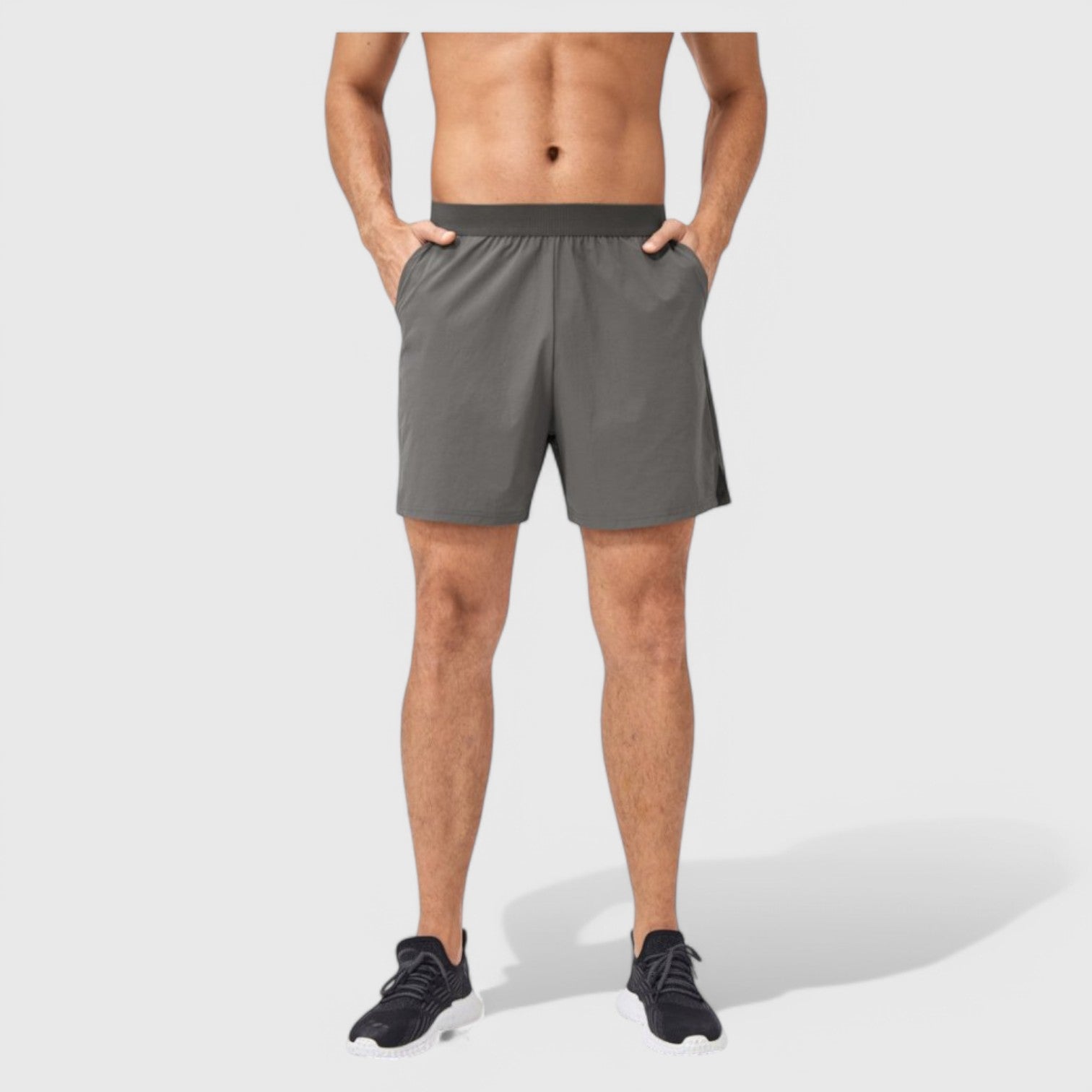 Anna-Kaci Active Men's Solid Color Pull-On Athletic Shorts with Elastic Waistband Lightweight Quick Dry Fabric