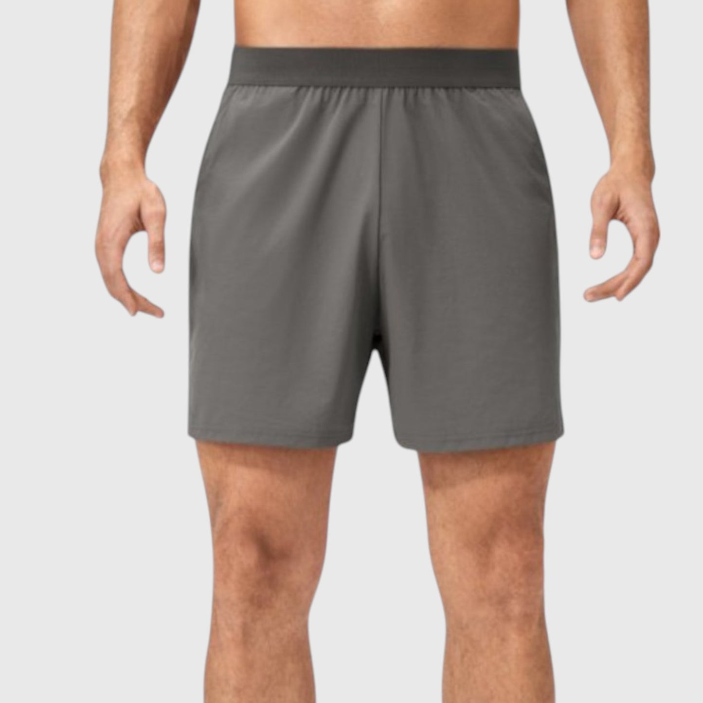 Anna-Kaci Active Men's Solid Color Pull-On Athletic Shorts with Elastic Waistband Lightweight Quick Dry Fabric