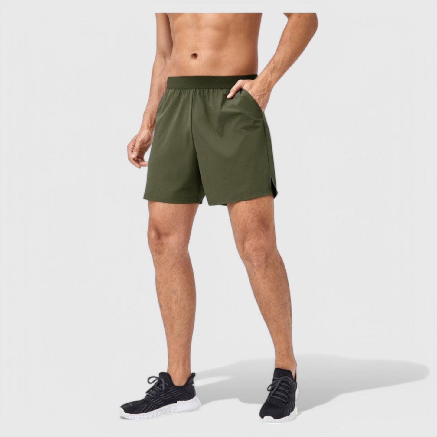 Anna-Kaci Active Men's Solid Color Pull-On Athletic Shorts with Elastic Waistband Lightweight Quick Dry Fabric