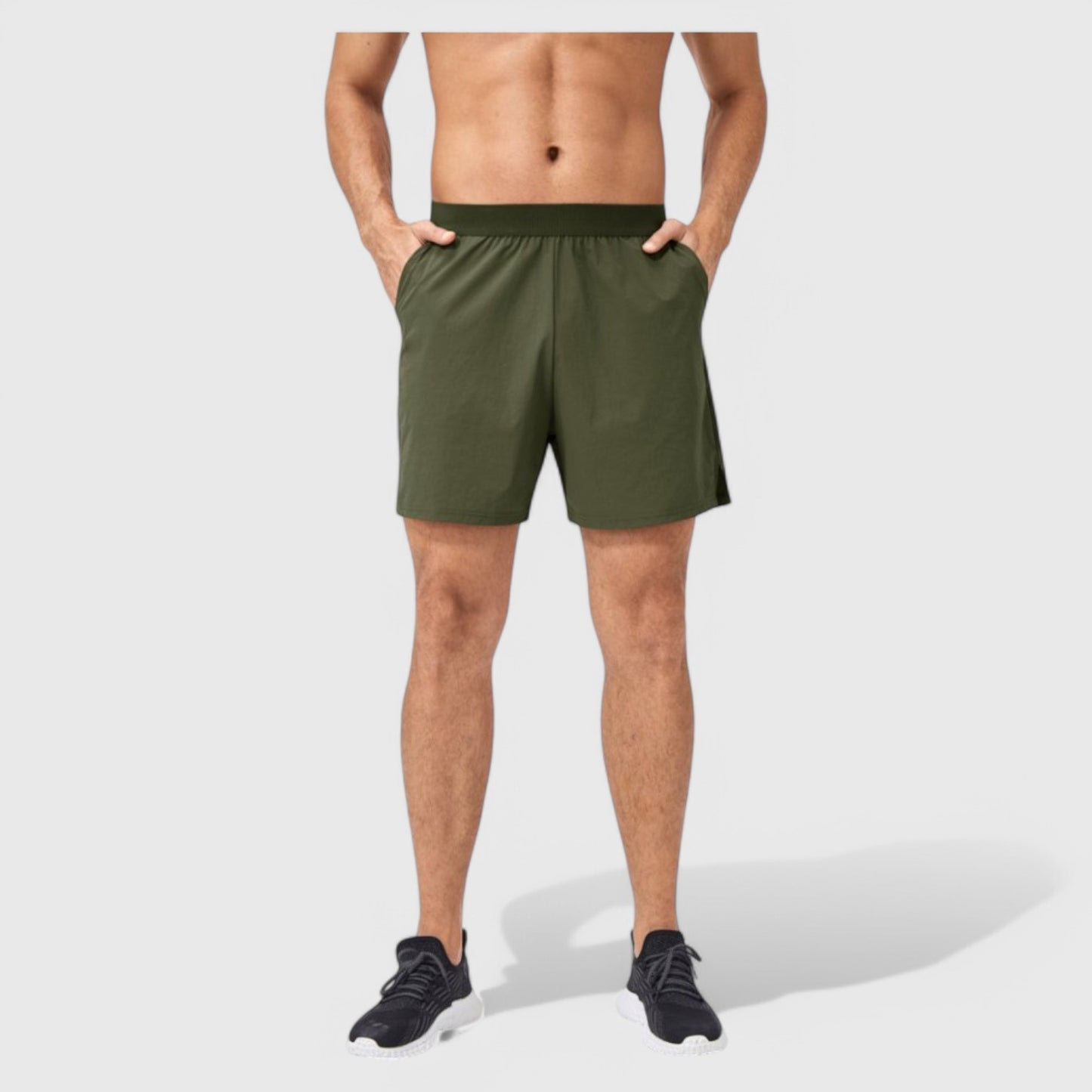 Anna-Kaci Active Men's Solid Color Pull-On Athletic Shorts with Elastic Waistband Lightweight Quick Dry Fabric